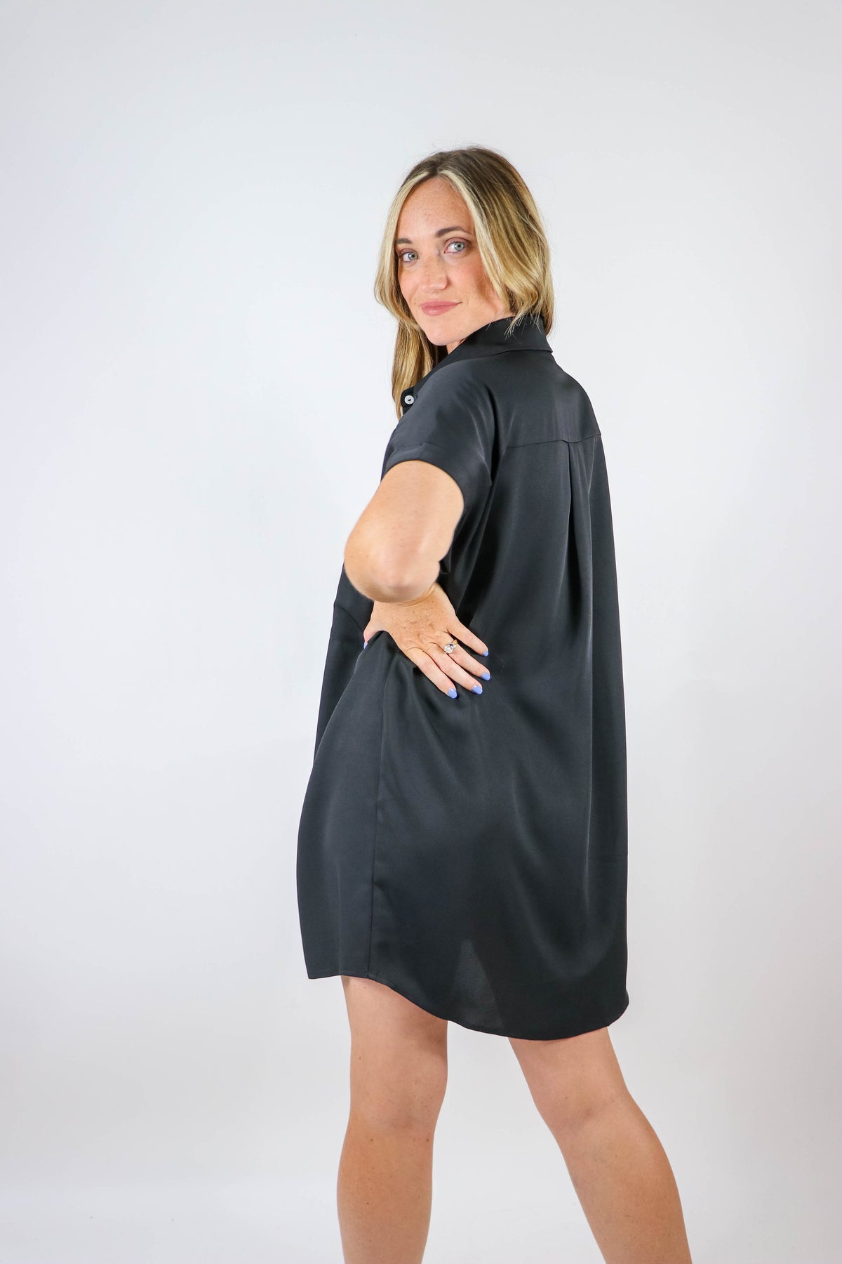 Entro | Black Button Up Shirt Dress | Sweetest Stitch Boutique