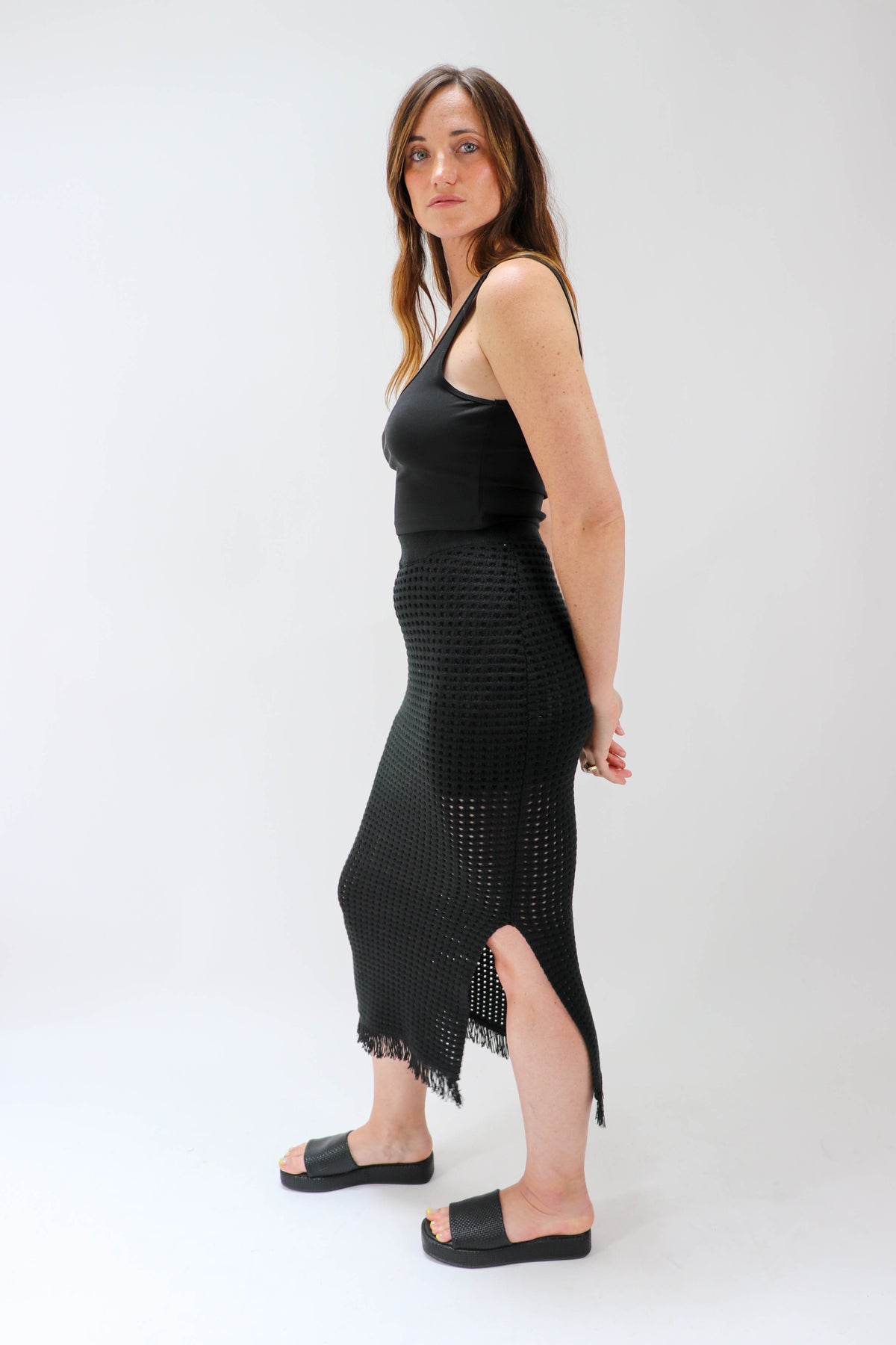 Black Crochet Midi Skirt Swim Suit Cover Up | Sweetest Stitch Boutique