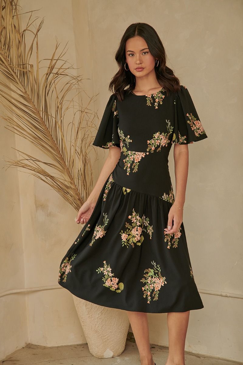 Sugar Lips | Floral Drop Waist Midi Dress | Sweetest Stitch Online
