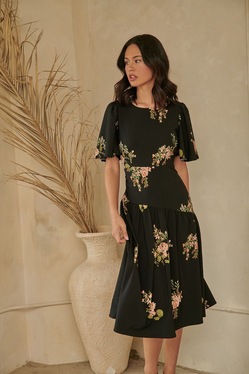Sugar Lips | Floral Drop Waist Midi Dress | Sweetest Stitch Online