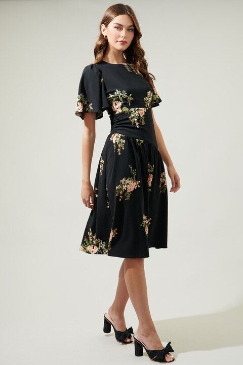 Sugar Lips | Floral Drop Waist Midi Dress | Sweetest Stitch Online