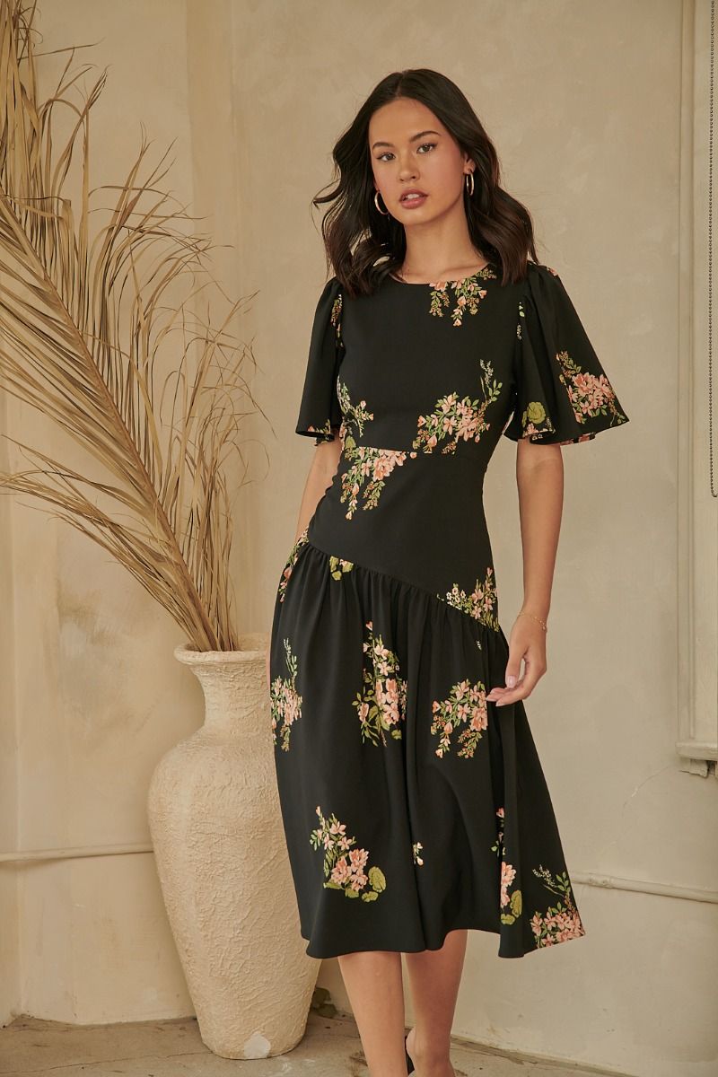 Sugar Lips | Floral Drop Waist Midi Dress | Sweetest Stitch Online