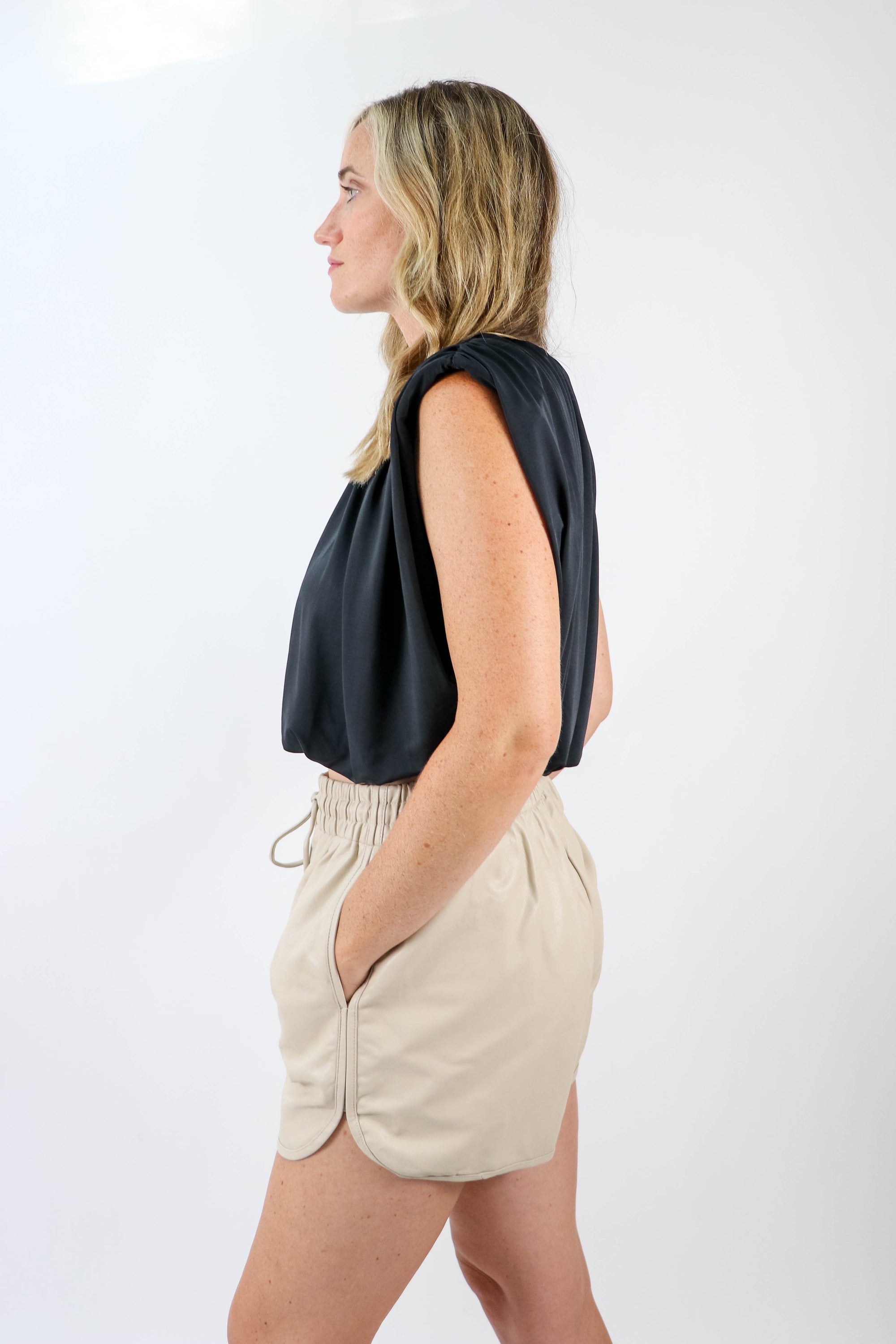 Endless Rose | Ruched Sleeveless Top Black | Sweetest Stitch