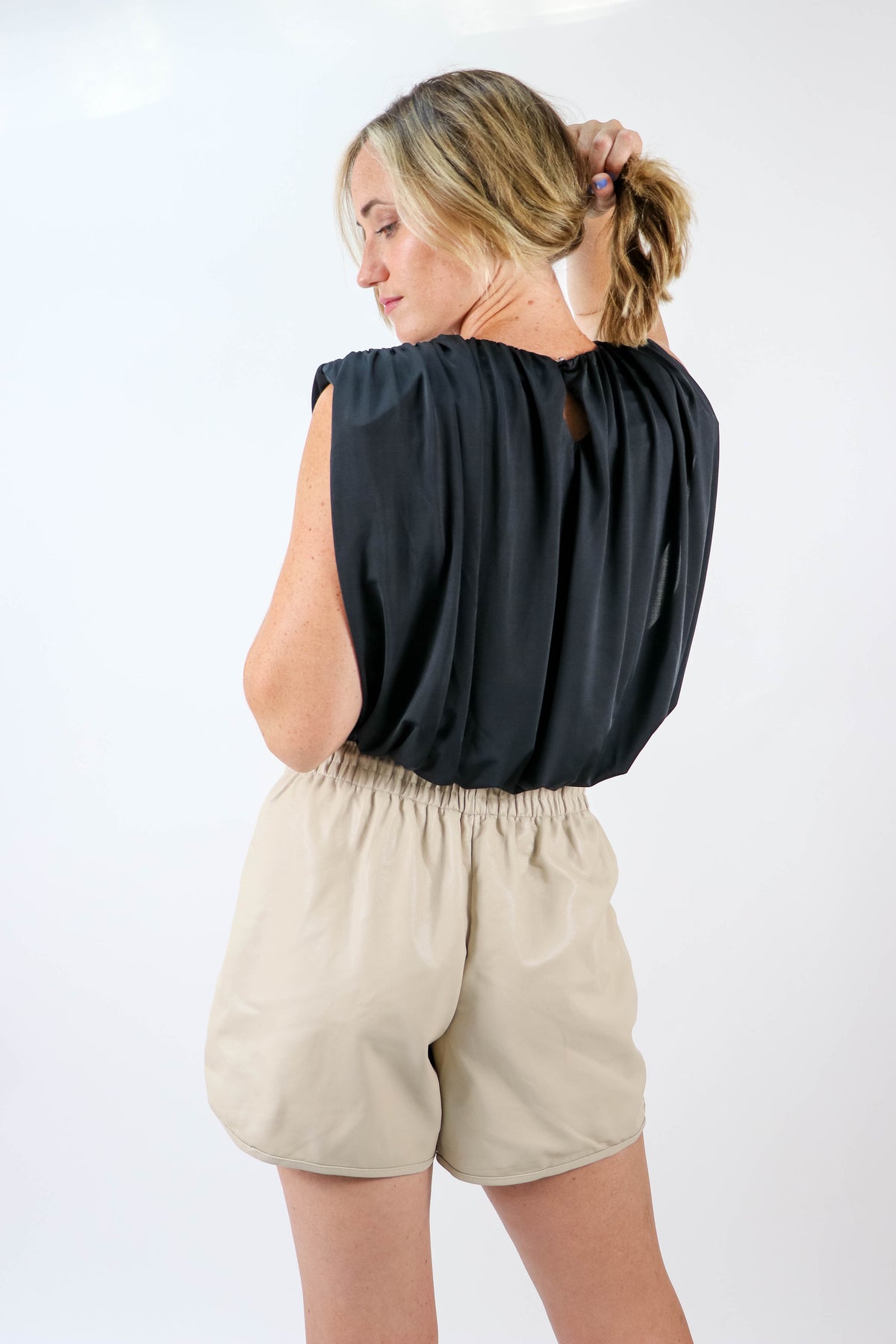 Endless Rose | Ruched Sleeveless Top Black | Sweetest Stitch
