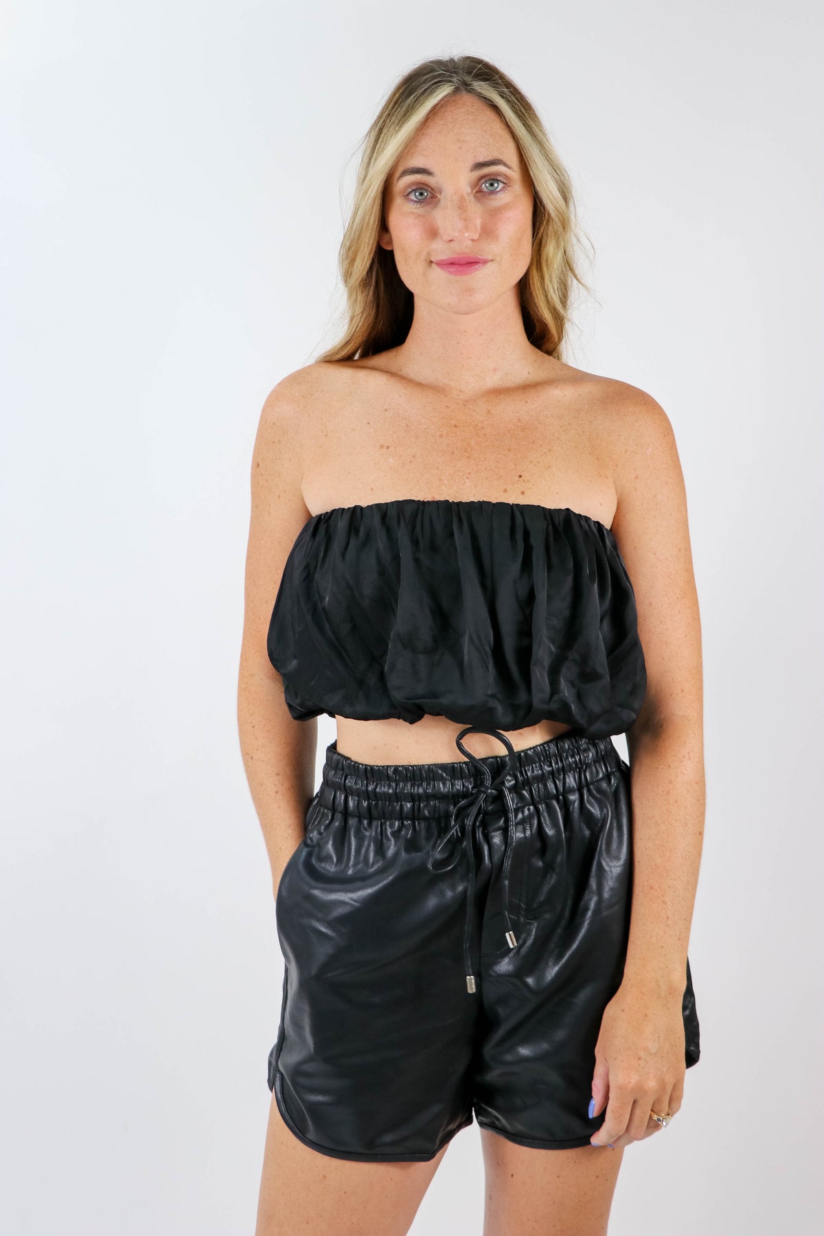 Olivaceous | Black Shirred Tube Top | Sweetest Stitch Boutique