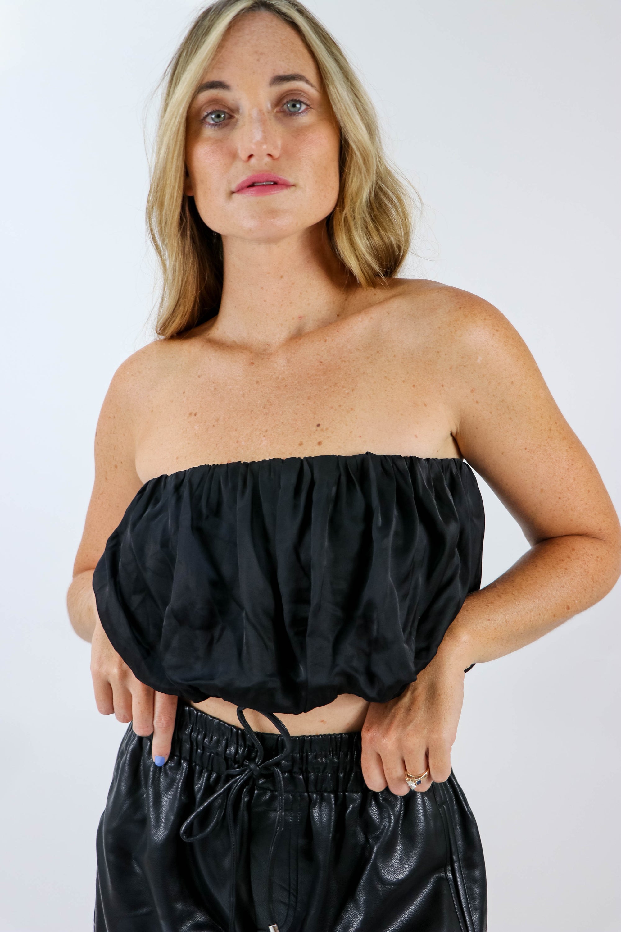 Olivaceous | Black Shirred Tube Top | Sweetest Stitch Boutique