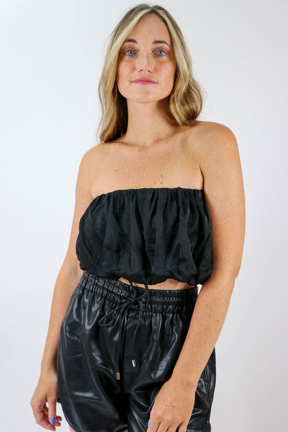 Olivaceous | Black Shirred Tube Top | Sweetest Stitch Boutique