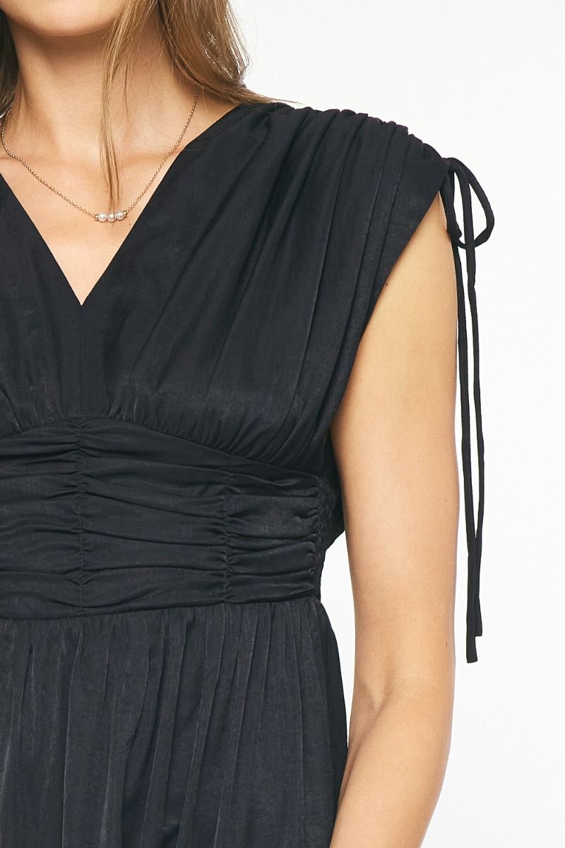 Entro | Black Sleeveless Satin Maxi Dress | Sweetest Stitch Online