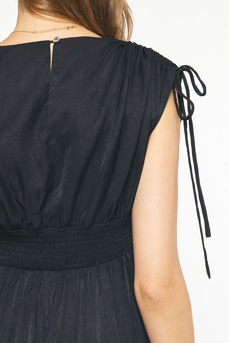 Entro | Black Sleeveless Satin Maxi Dress | Sweetest Stitch Online