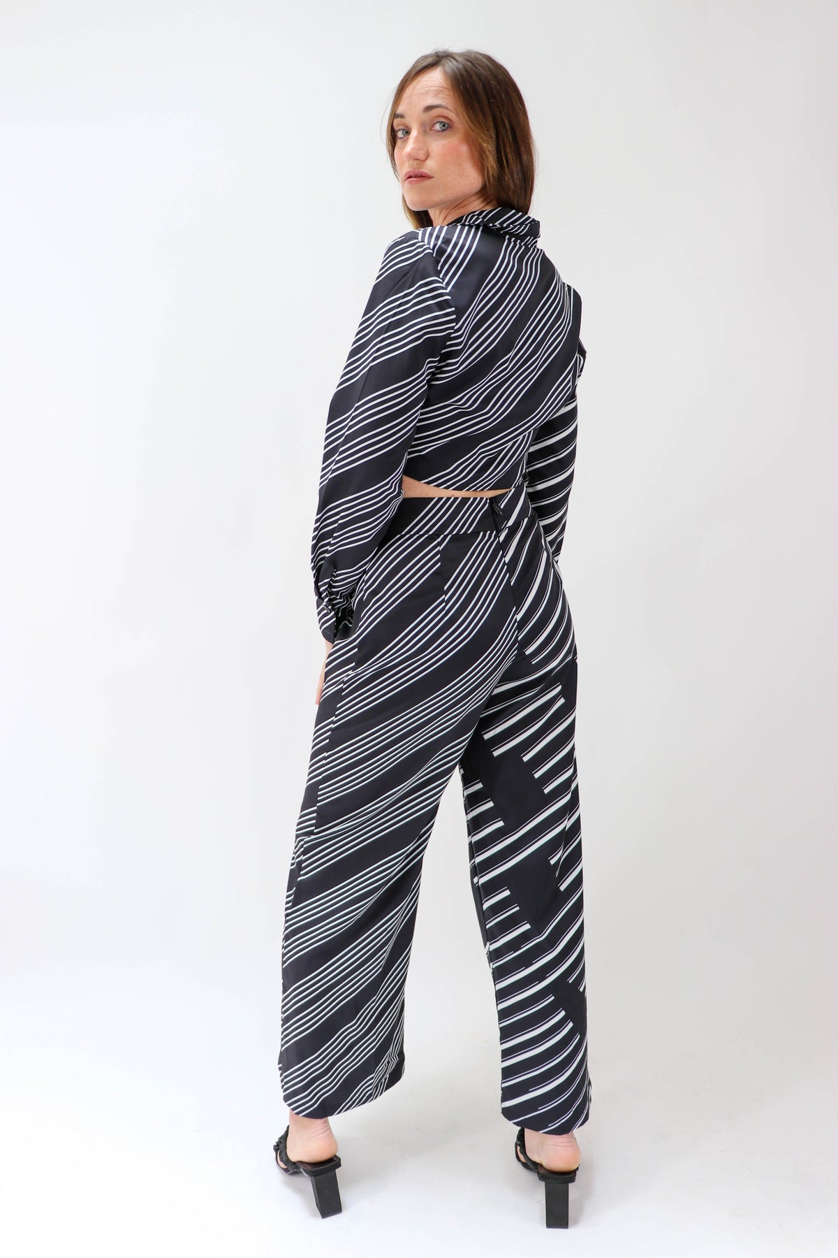 Black &amp; White Striped Cropped Top and Pants Set | Sweetest Stitch