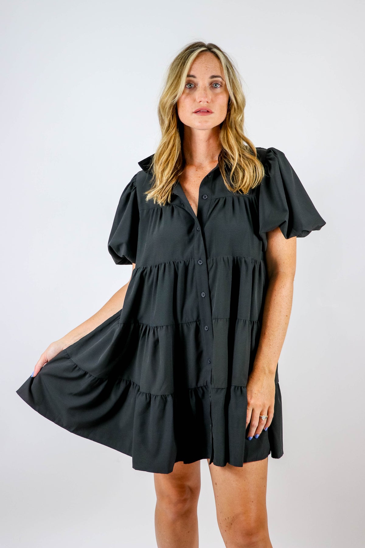 Entro | Black Tiered Mini Dress | Sweetest Stitch Online Boutique