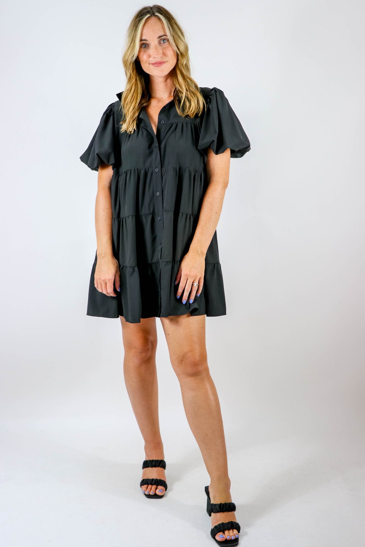 Entro | Black Tiered Mini Dress | Sweetest Stitch Online Boutique