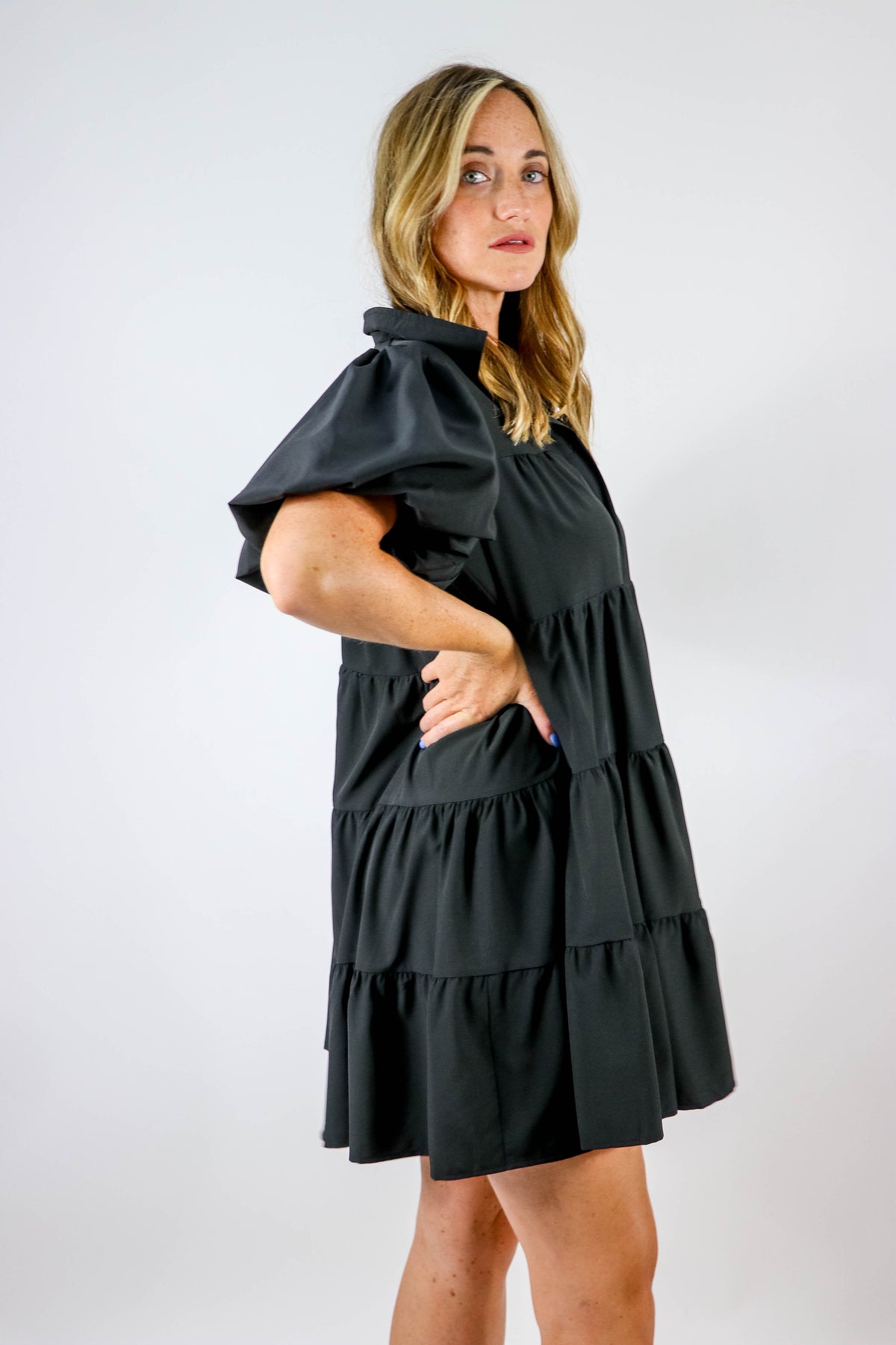 Entro | Black Tiered Mini Dress | Sweetest Stitch Online Boutique
