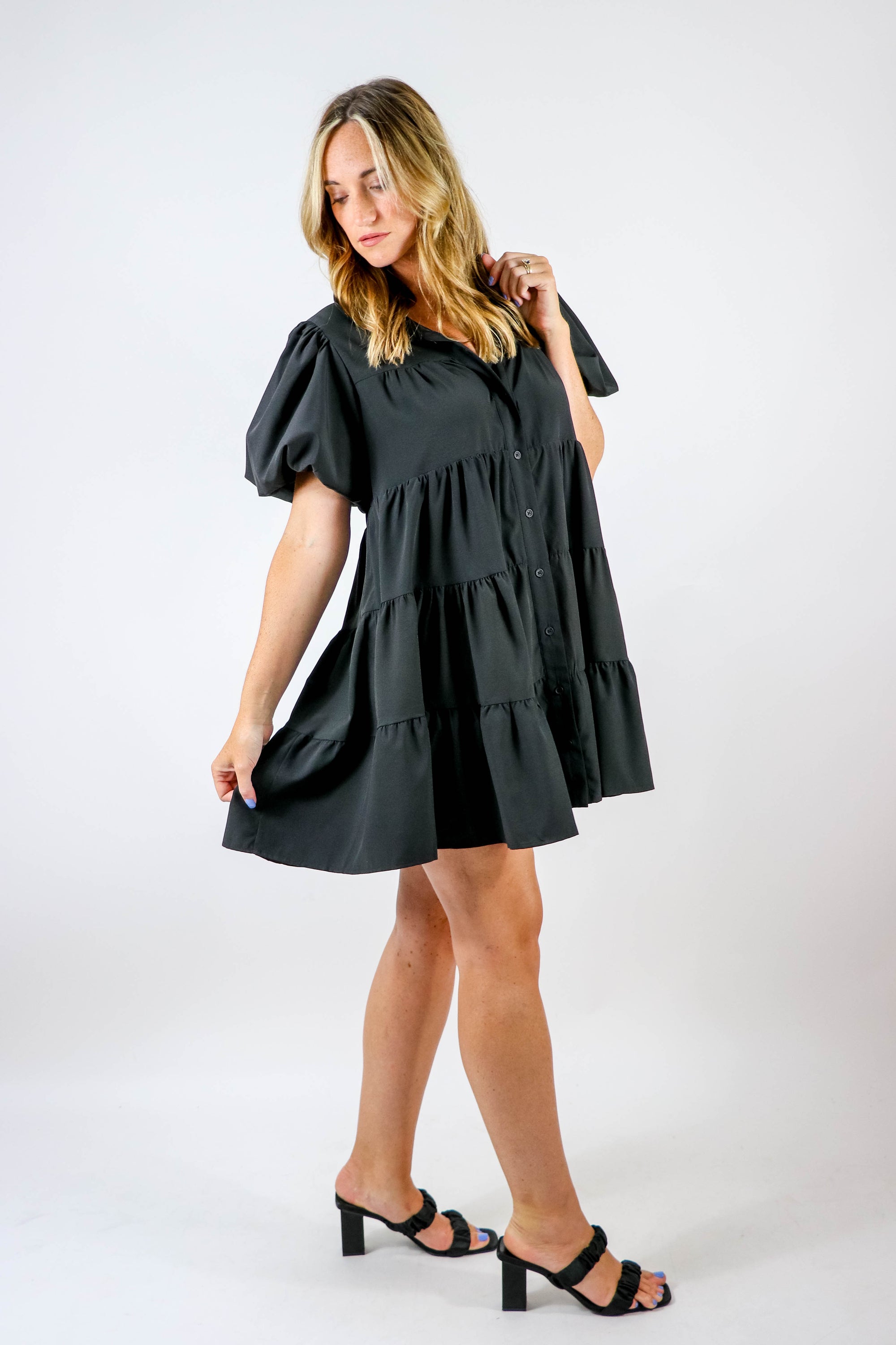 Entro | Black Tiered Mini Dress | Sweetest Stitch Online Boutique