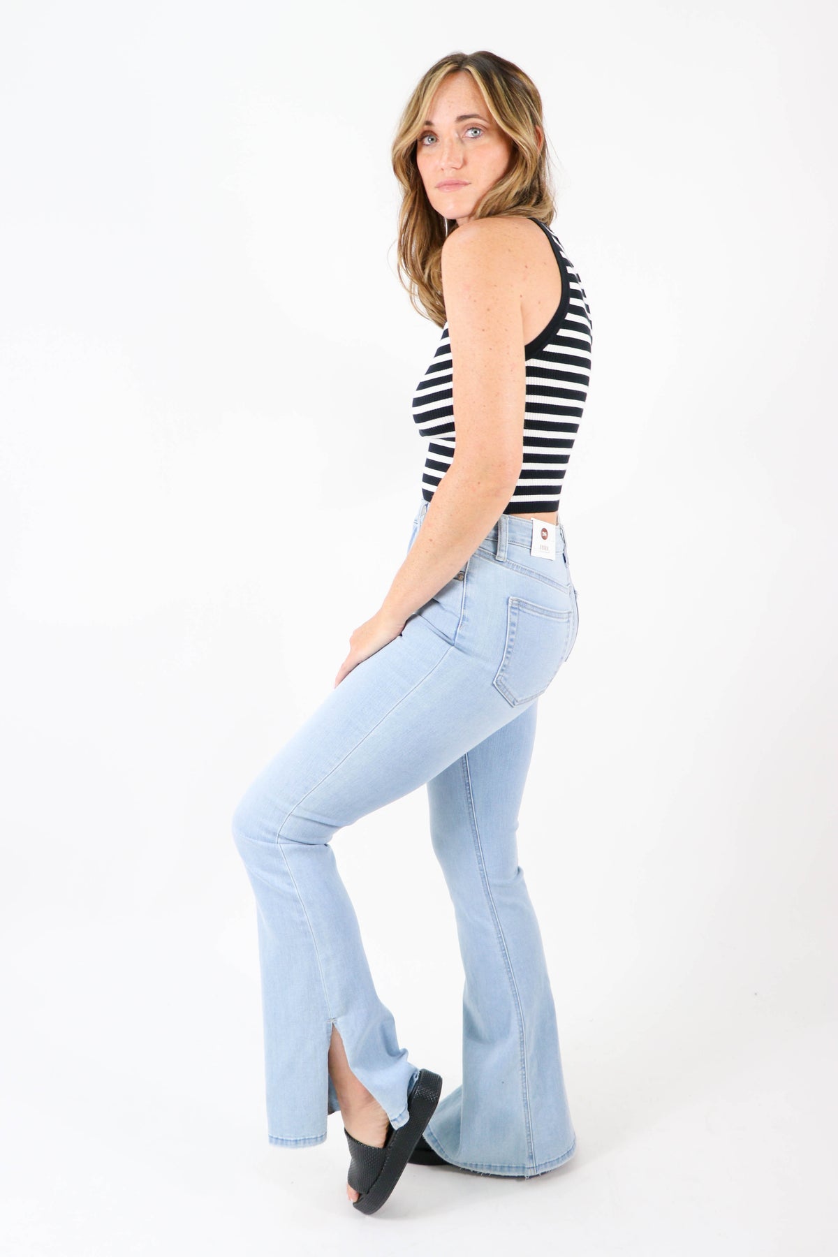 Miou Muse | Black White Striped High Neck Tank Top | Sweetest Stitch