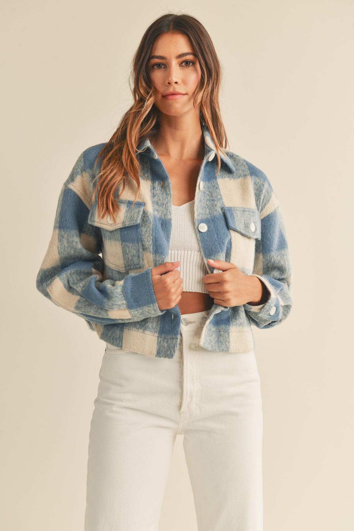 Mable | Blue Plaid Cropped Shacket | Sweetest Stitch RVA Boutique