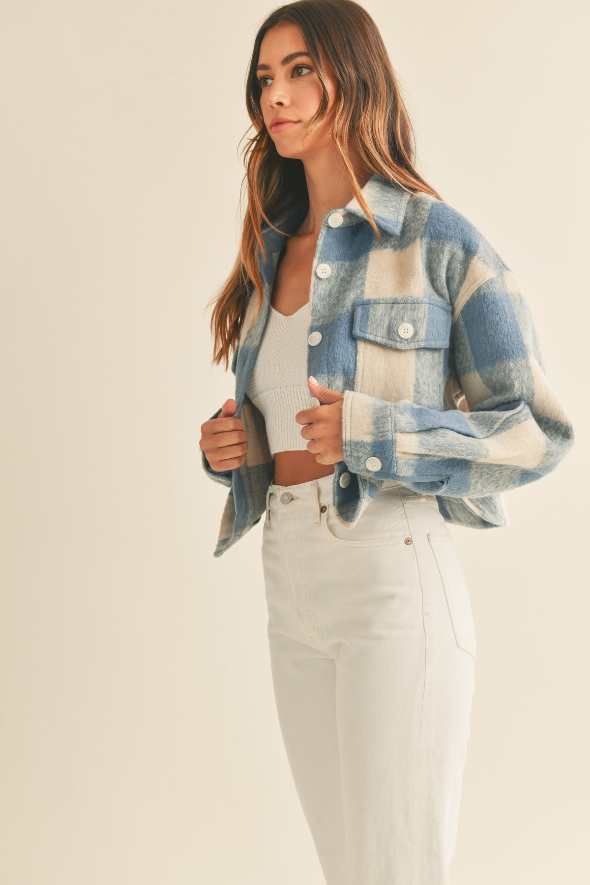 Mable | Blue Plaid Cropped Shacket | Sweetest Stitch RVA Boutique