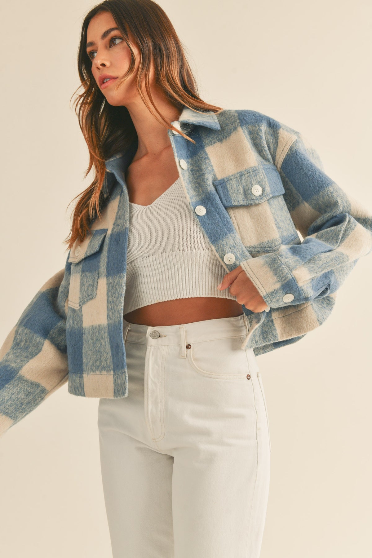 Mable | Blue Plaid Cropped Shacket | Sweetest Stitch RVA Boutique