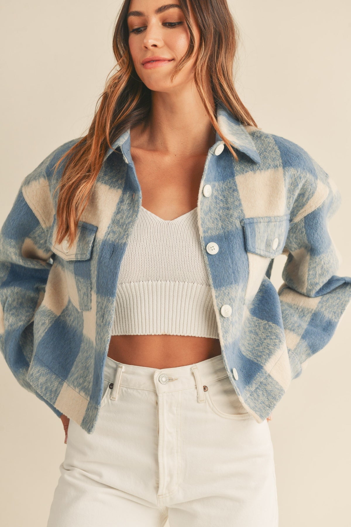 Mable | Blue Plaid Cropped Shacket | Sweetest Stitch RVA Boutique