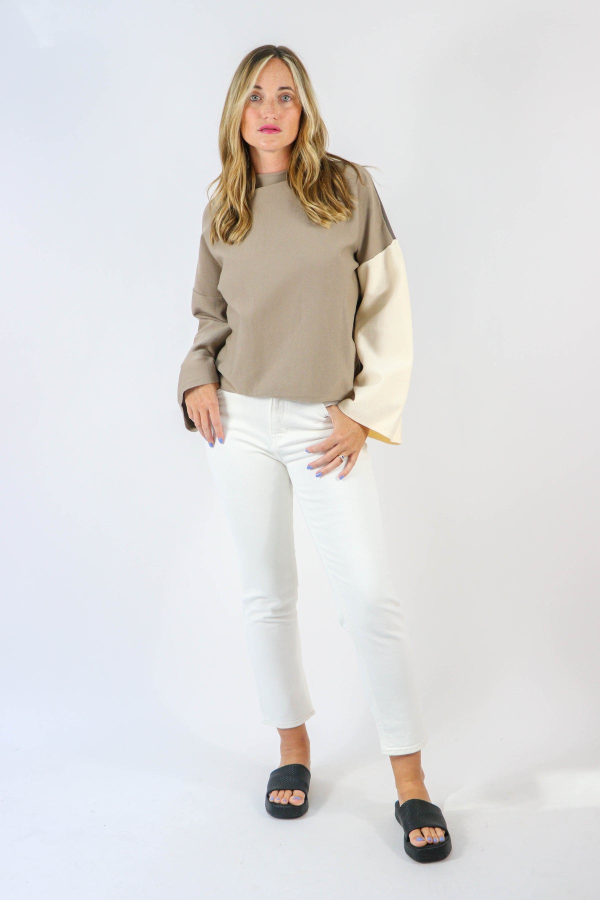 Miou Muse | Brown Color Block Sweater | Sweetest Stitch Boutique