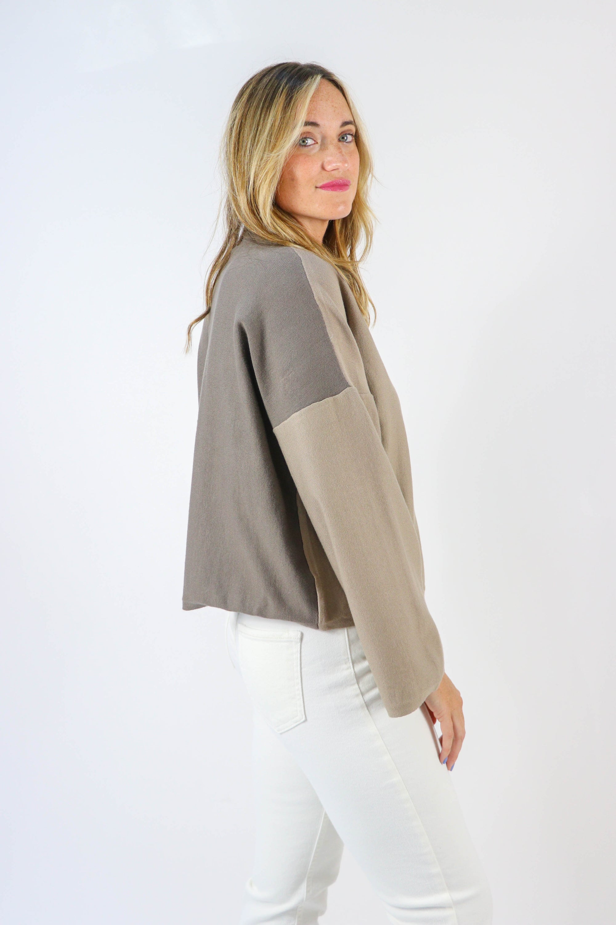 Miou Muse | Brown Color Block Sweater | Sweetest Stitch Boutique