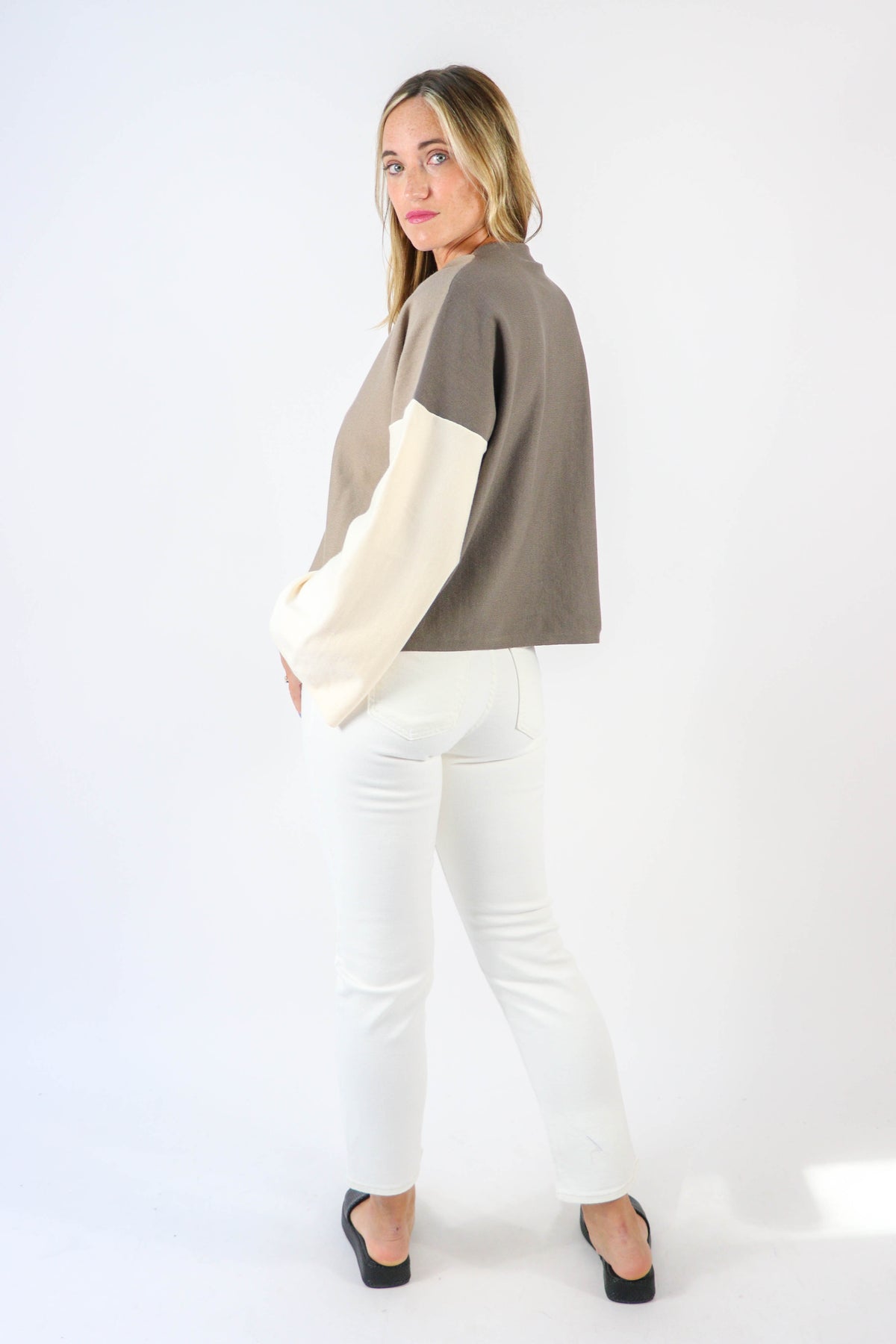 Miou Muse | Brown Color Block Sweater | Sweetest Stitch Boutique