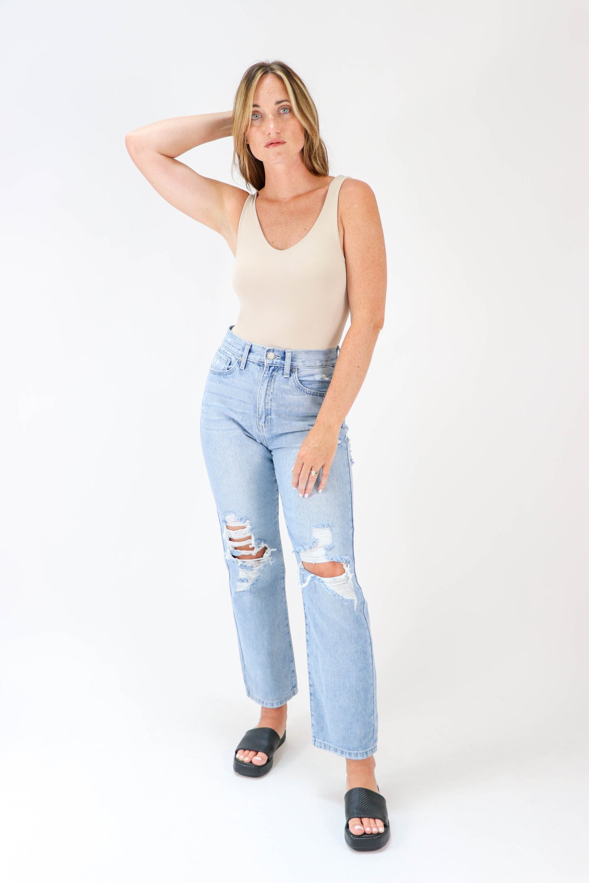 By Together | Beige V-Neck Bodysuit | Sweetest Stitch Boutique