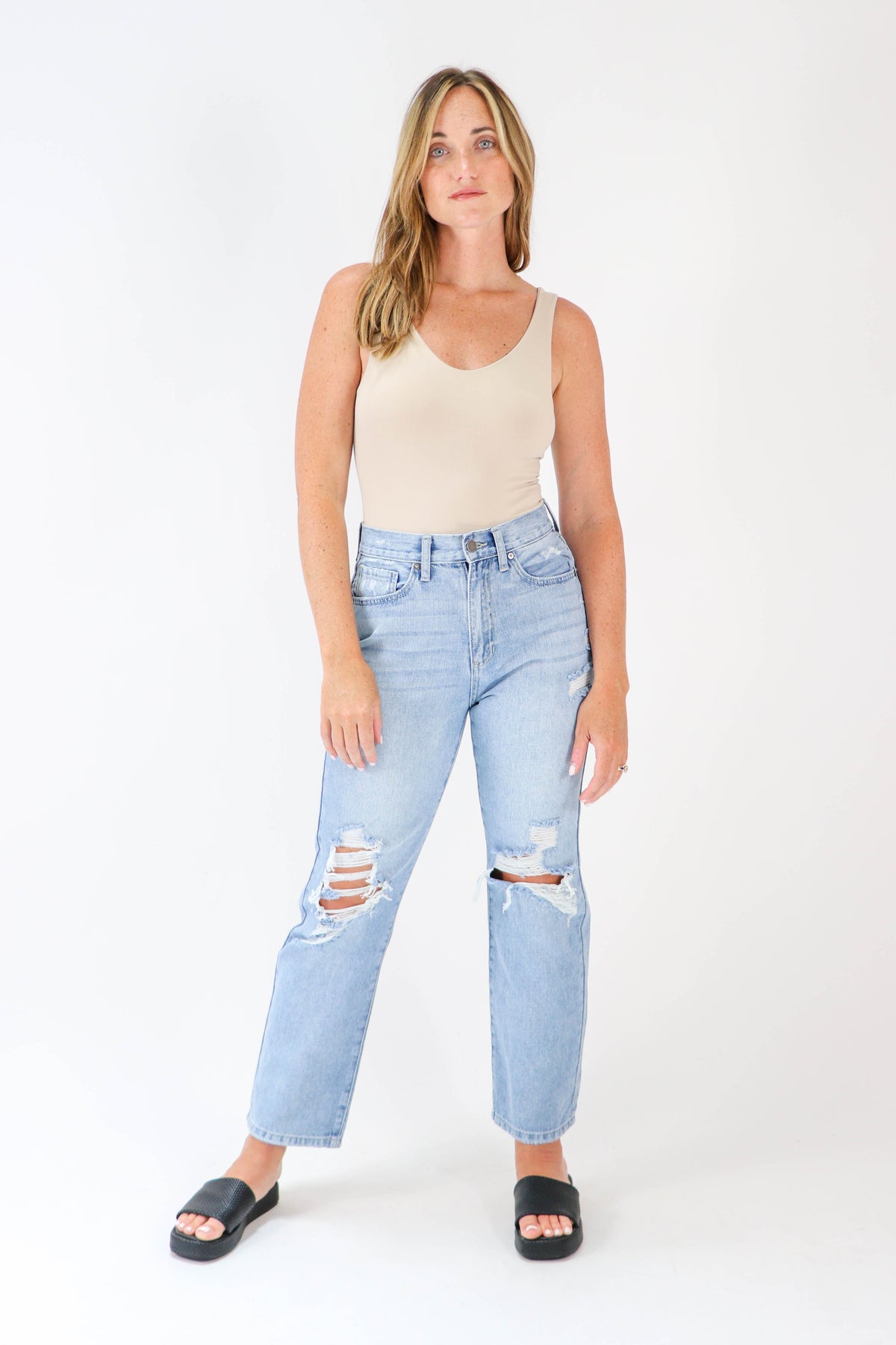 By Together | Beige V-Neck Bodysuit | Sweetest Stitch Boutique