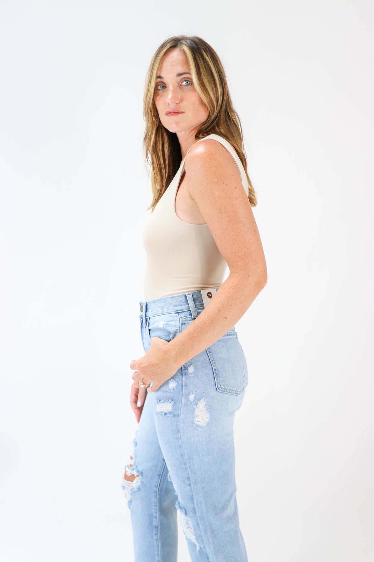 By Together | Beige V-Neck Bodysuit | Sweetest Stitch Boutique