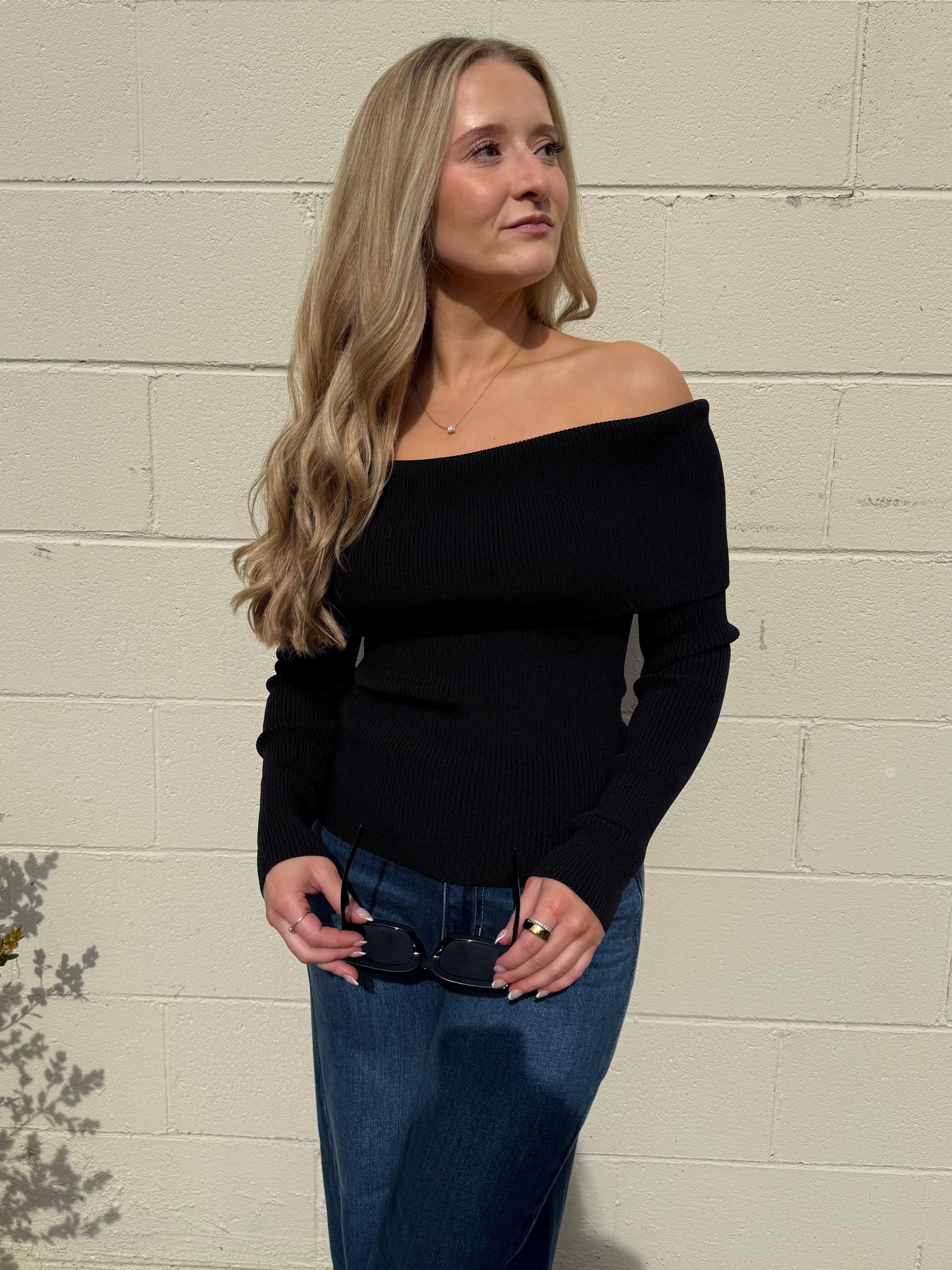 ASTR The Label | Lidia Ribbed Off Shoulder Sweater | Sweetest Stitch