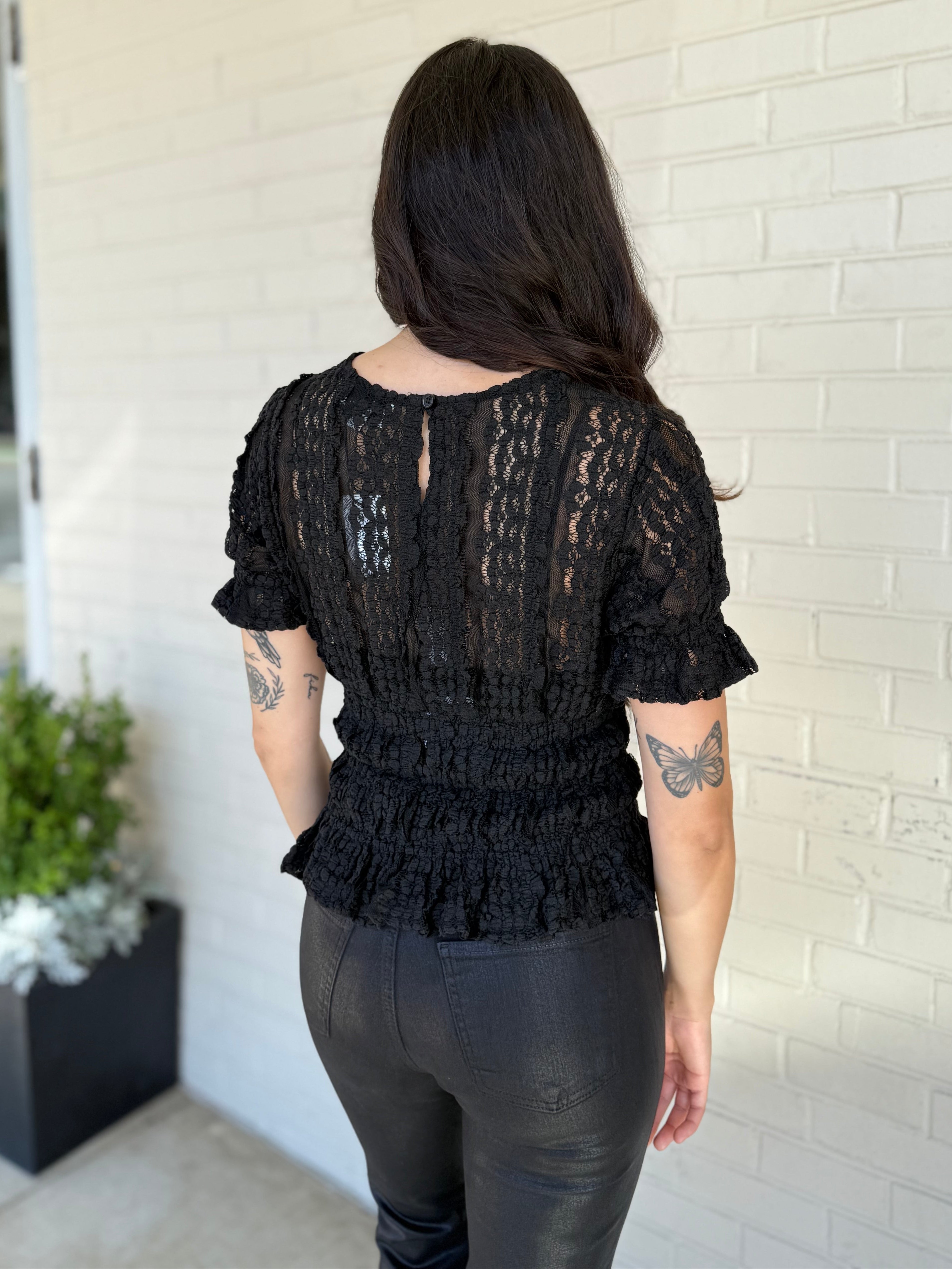Miou Muse | Brooke Lace Short Sleeve Top | Sweetest Stitch