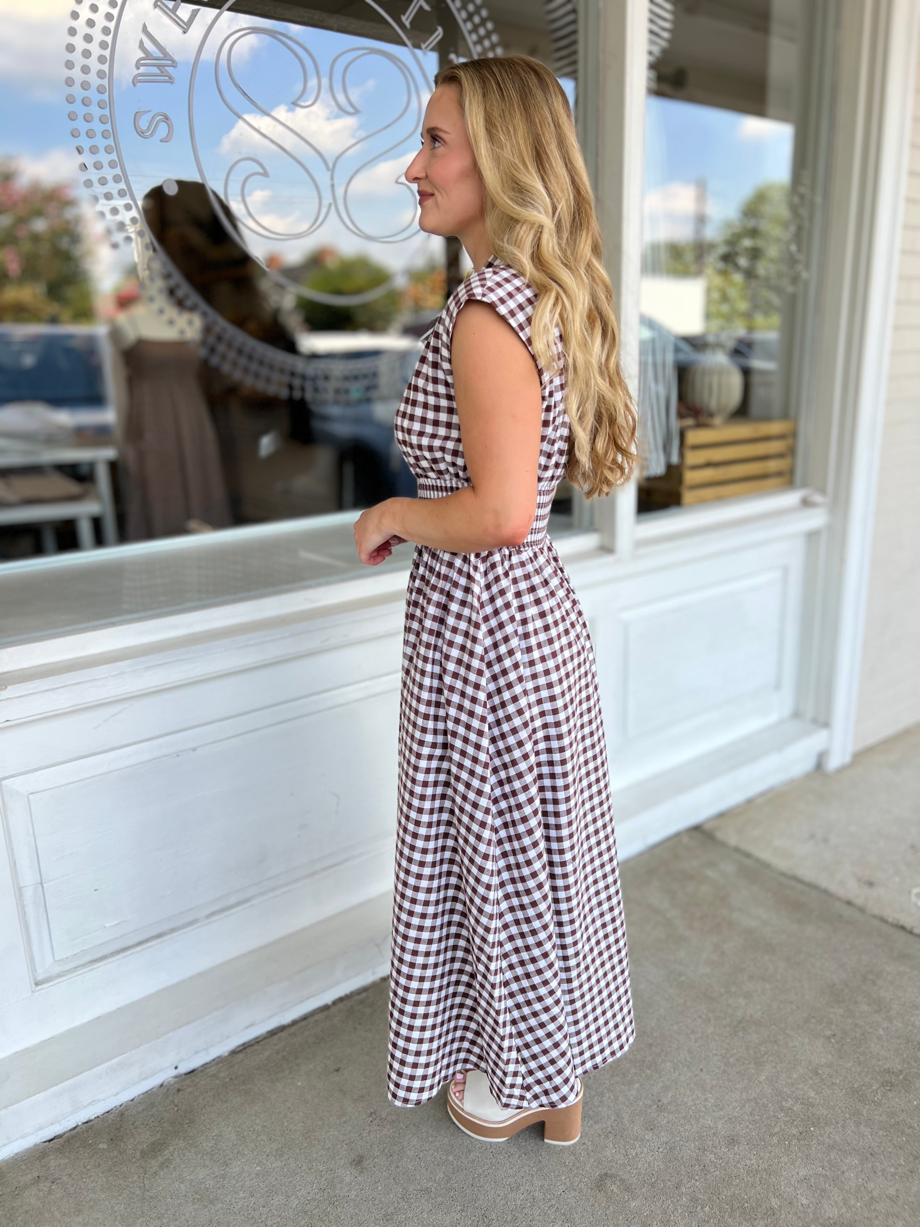 Eliana Gingham Midi Dress