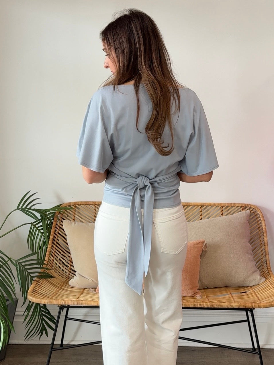 Mod Ref | Shianne Short Sleeve Tie Top | Sweetest Stitch Boutique