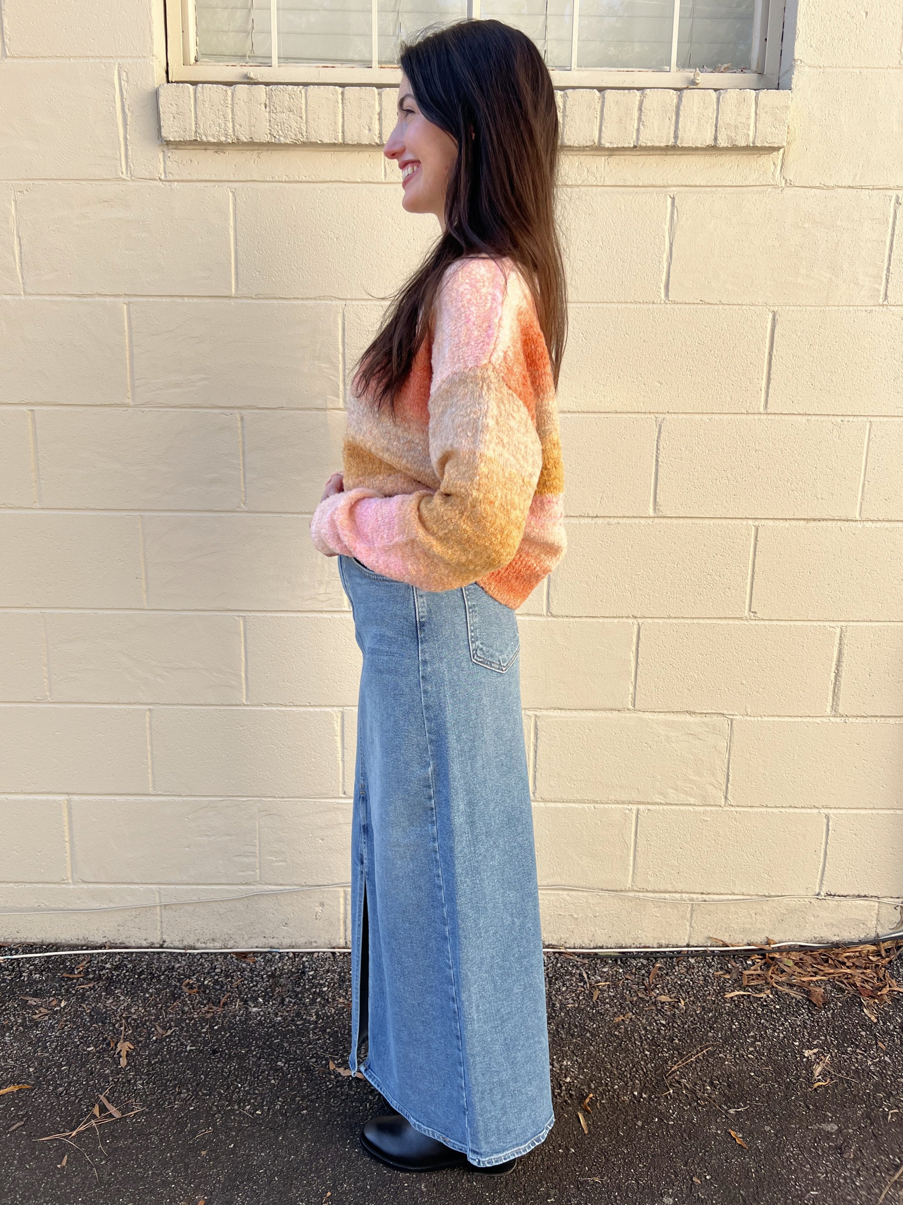 Just Black Denim | Taylor Denim Midi Skirt | Sweetest Stitch
