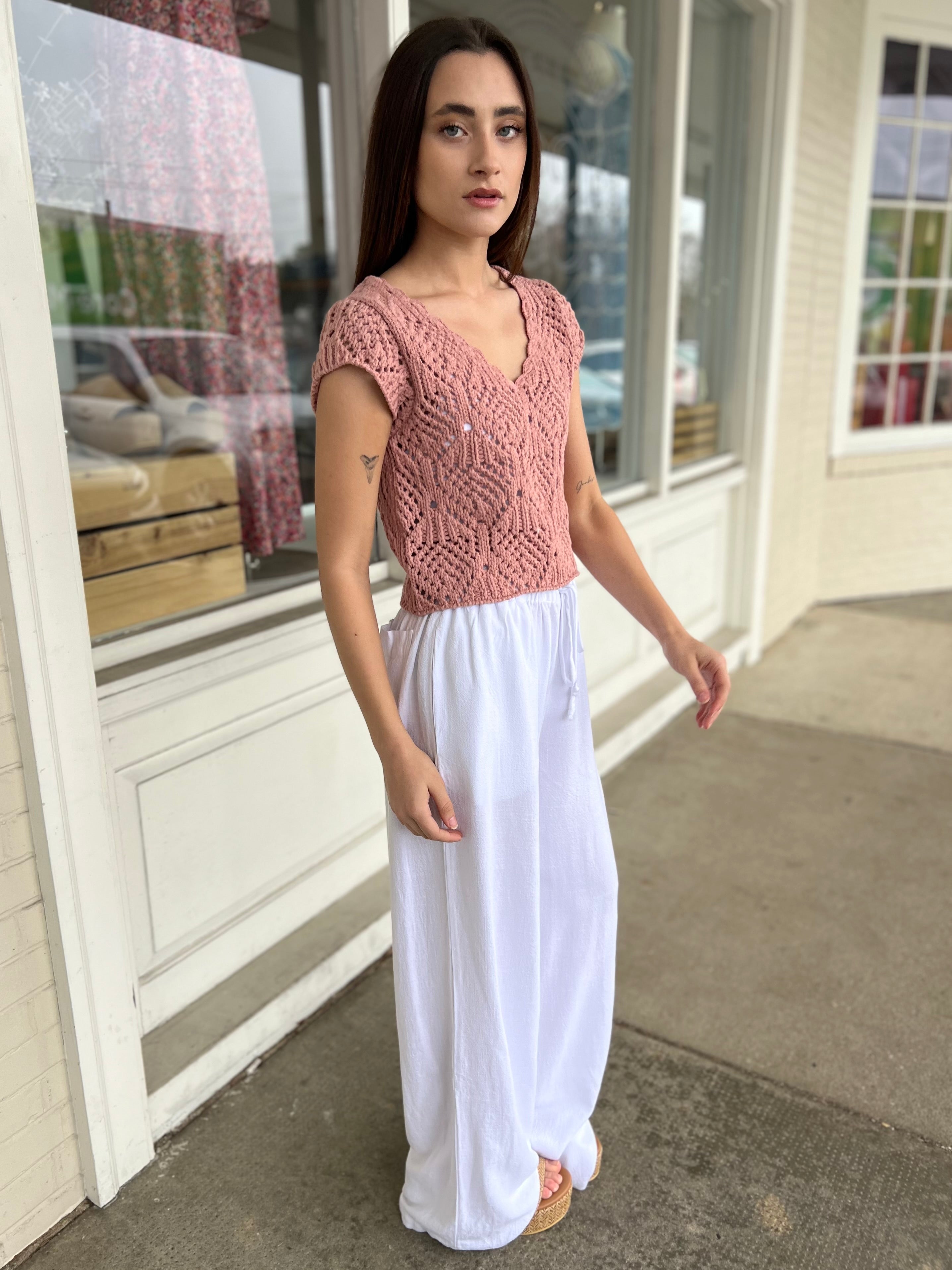 Miou Muse | White Linen Pants | Sweetest Stitch Boutique