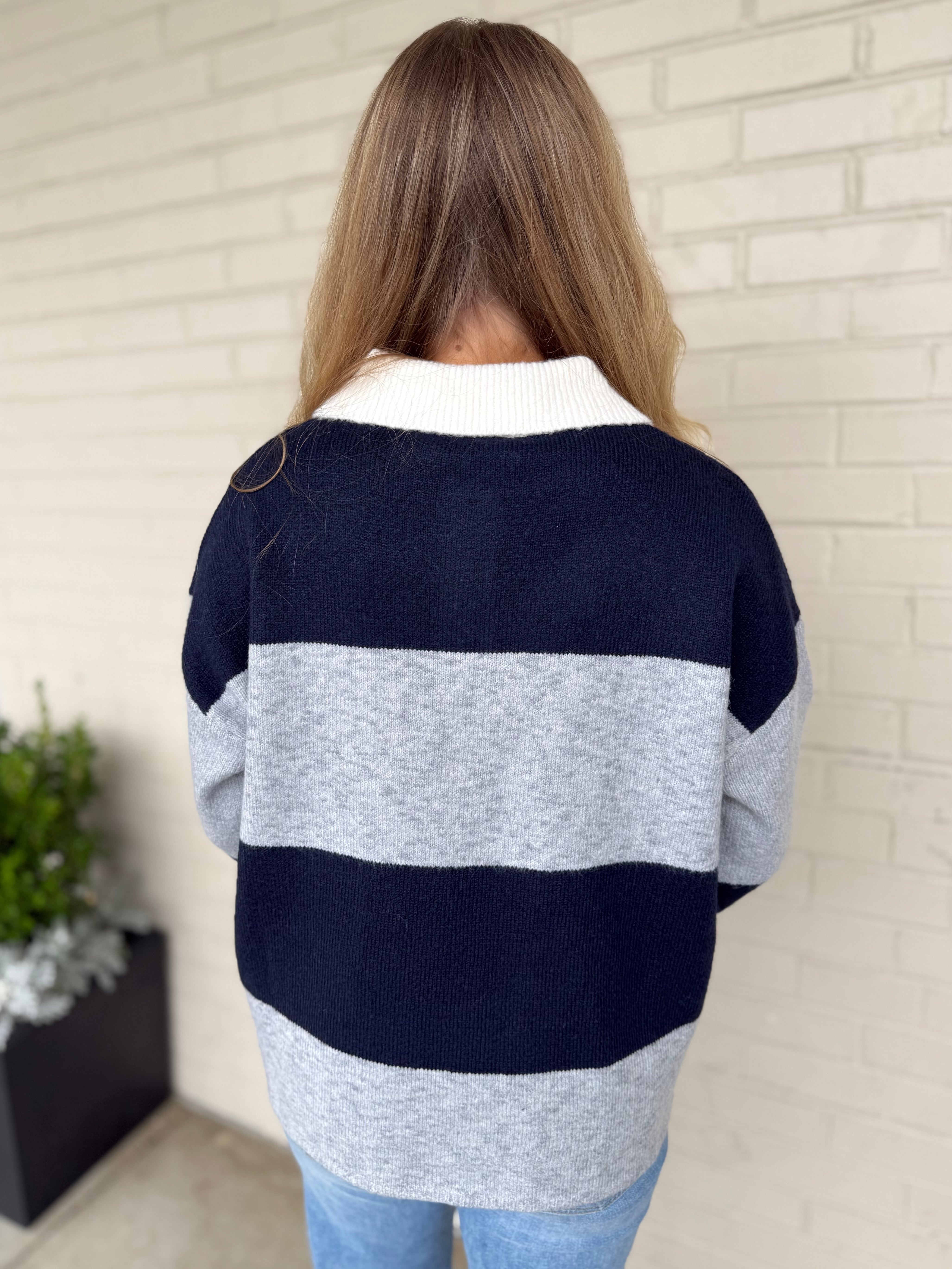 Aaron & Amber | Colorblock Collared Sweater | Sweetest Stitch