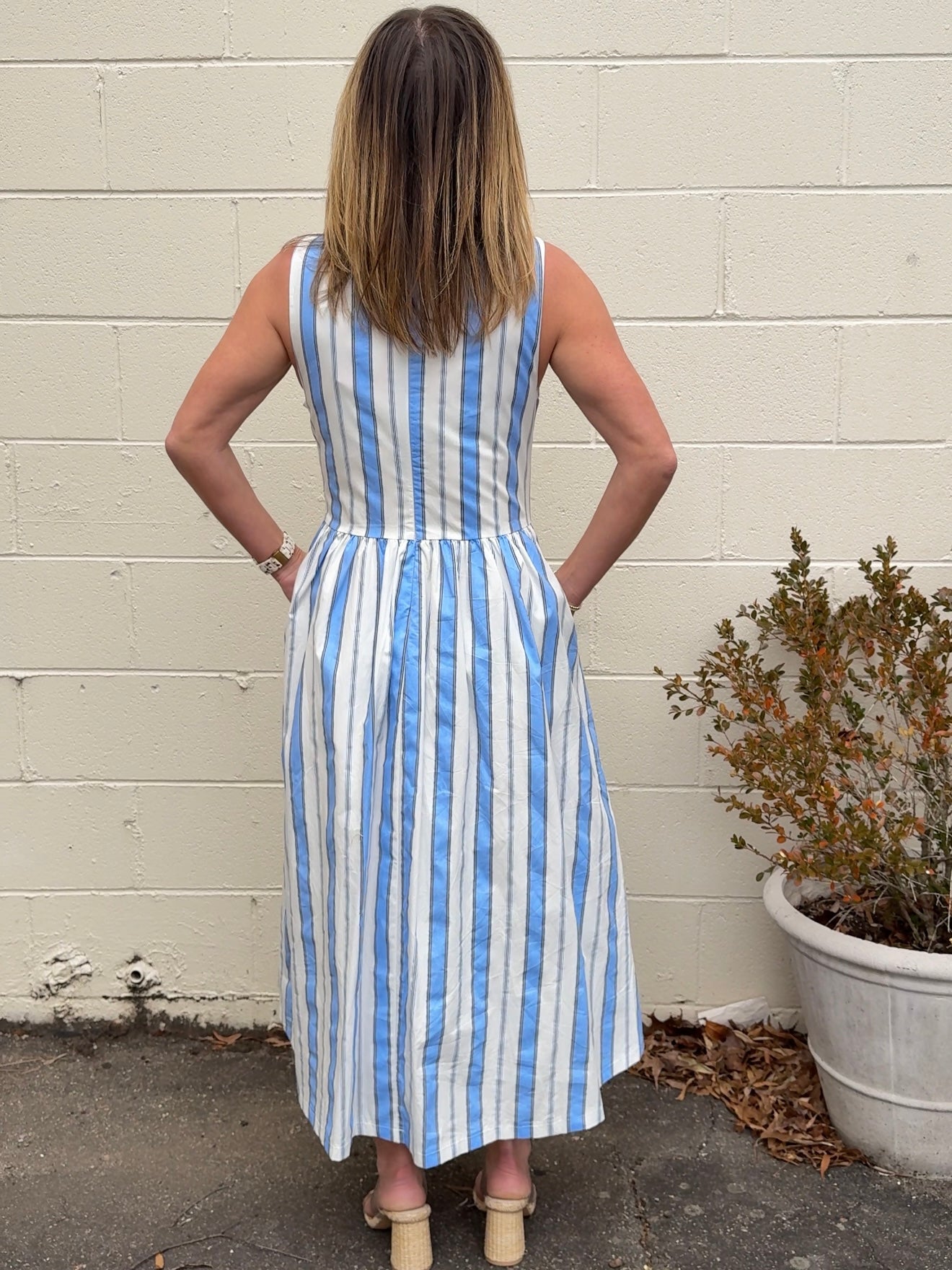 THML | Kira Striped Midi Dress | Sweetest Stitch Blue / S THML | Kira Striped Midi Dress | Sweetest Stitch Blue / S