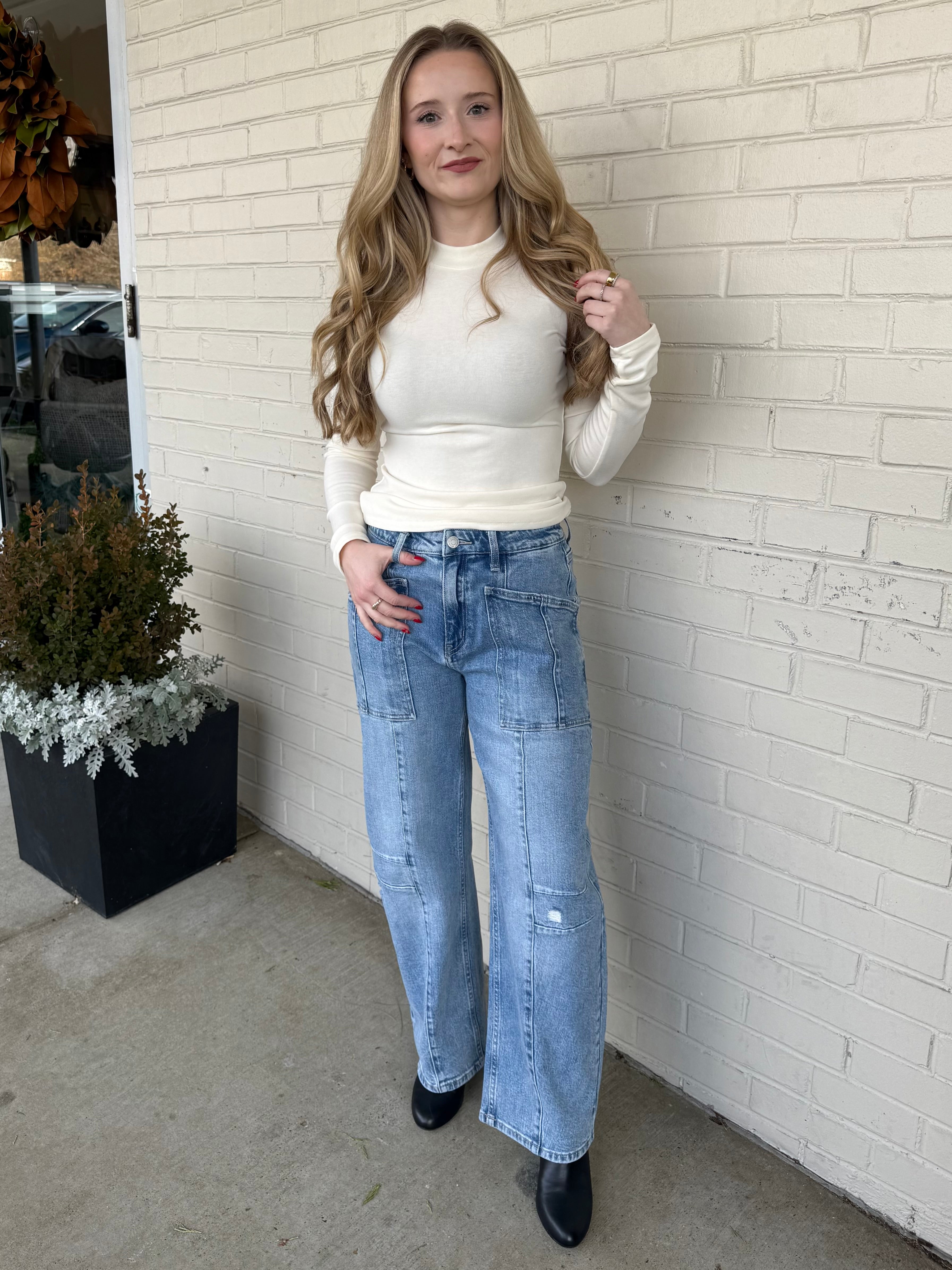 Flying Monkey | Alina High Rise Barrel Jeans | Sweetest Stitch