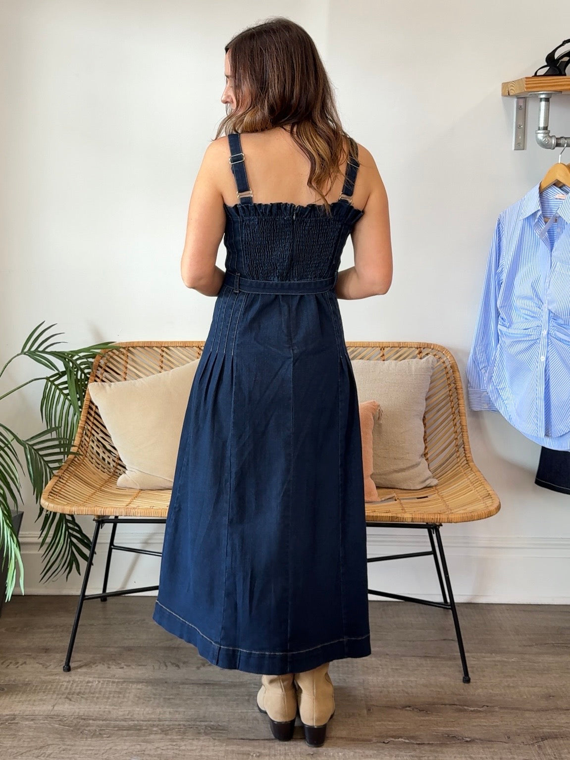 Moon River | Ensley Denim Midi Dress | Sweetest Stitch Boutique