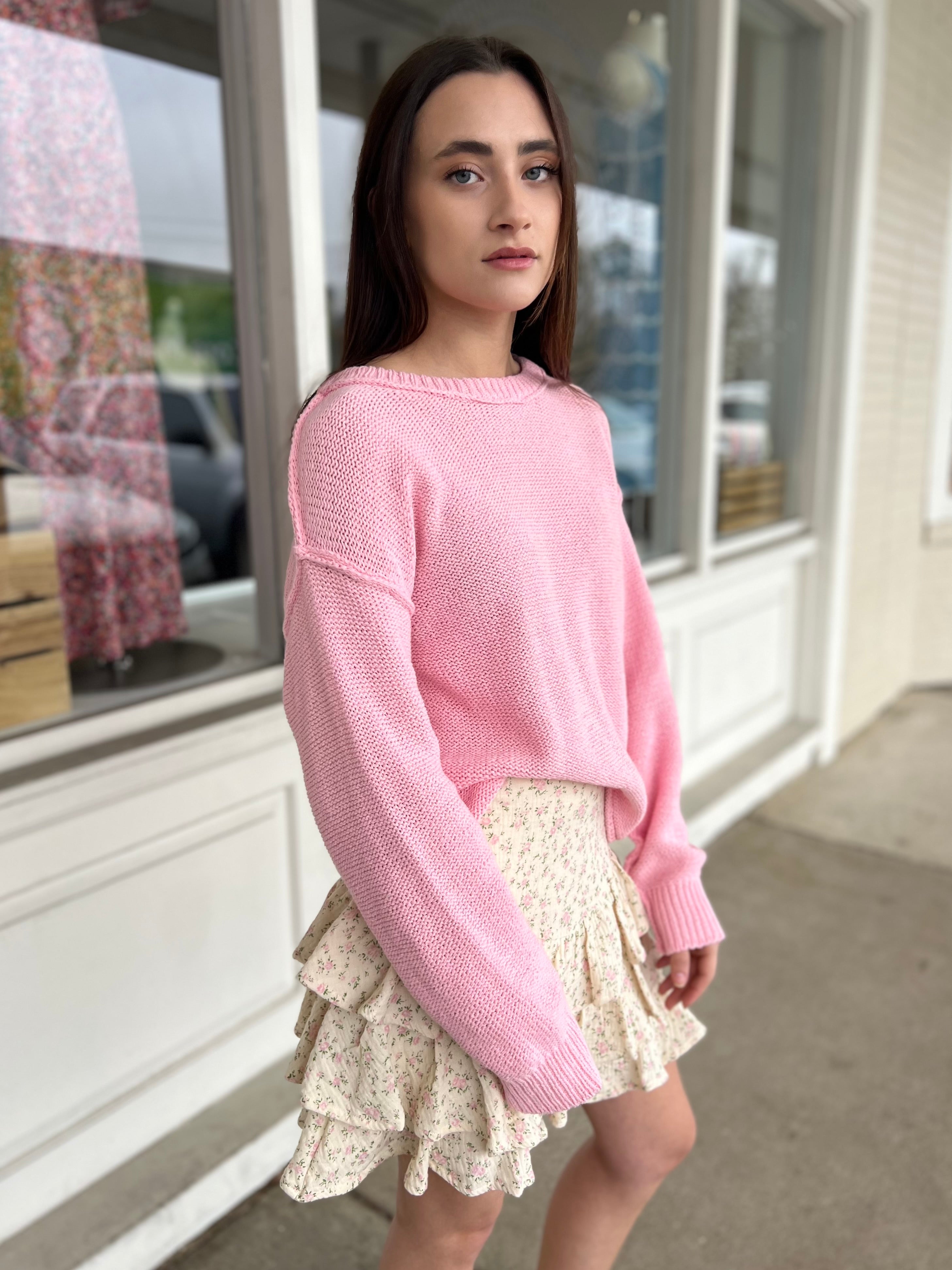 By Together | Pink Drop Shoulder Sweater | Sweetest Stitch