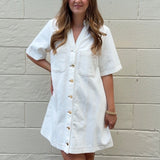 Entro | Whitney Button Front Off White Denim Dress | Sweetest Stitch
