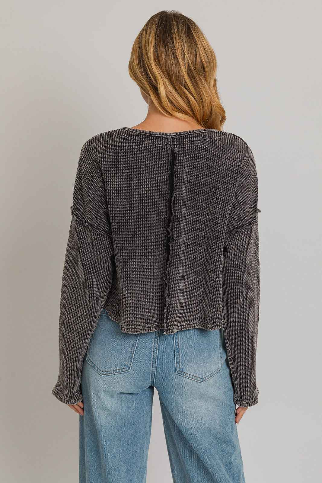 Le Lis | Charcoal Thermal Knit Top | Sweetest Stitch Online Boutique