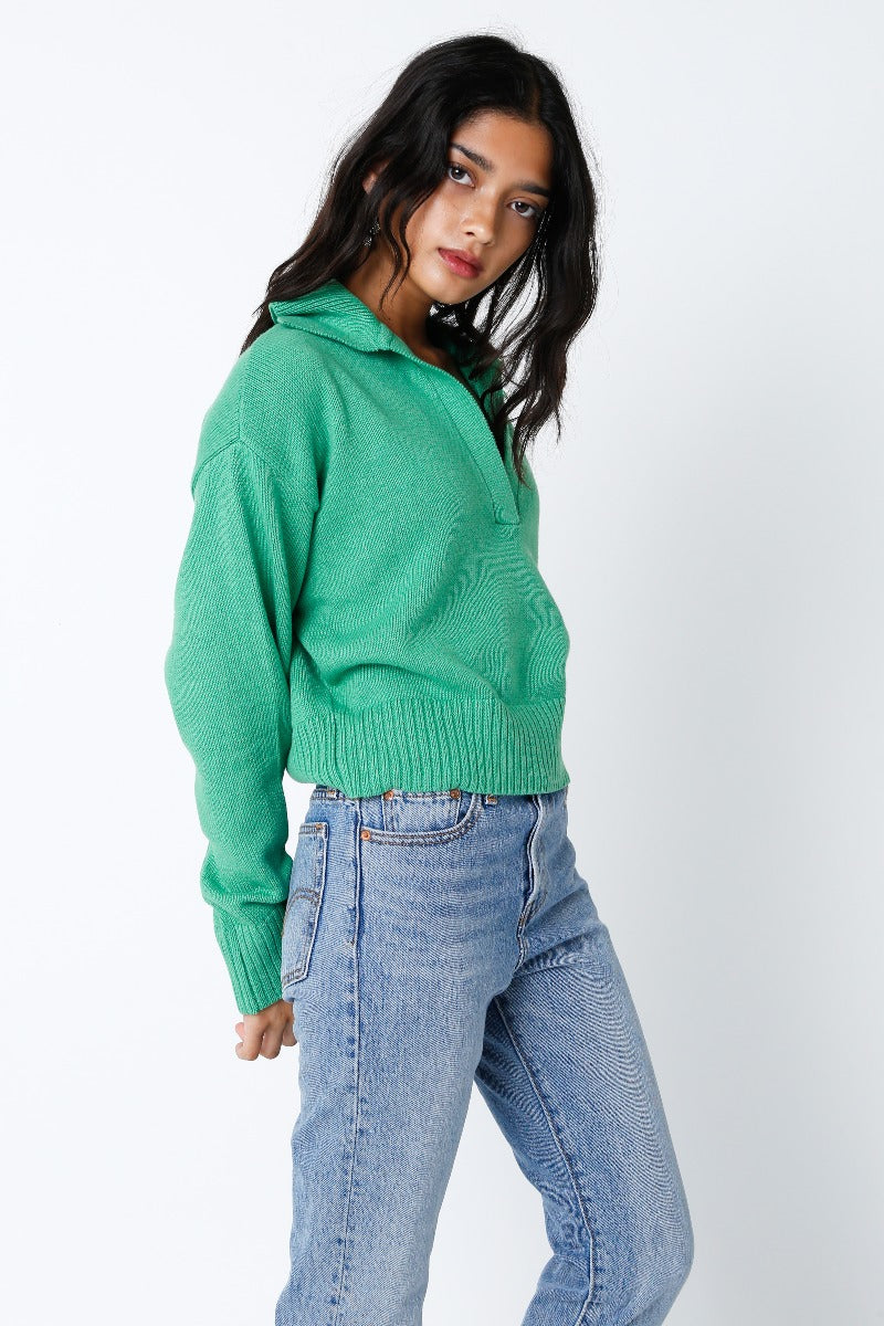 Olivaceous | Roxy Collared Sweater | Sweetest Stitch Boutique
