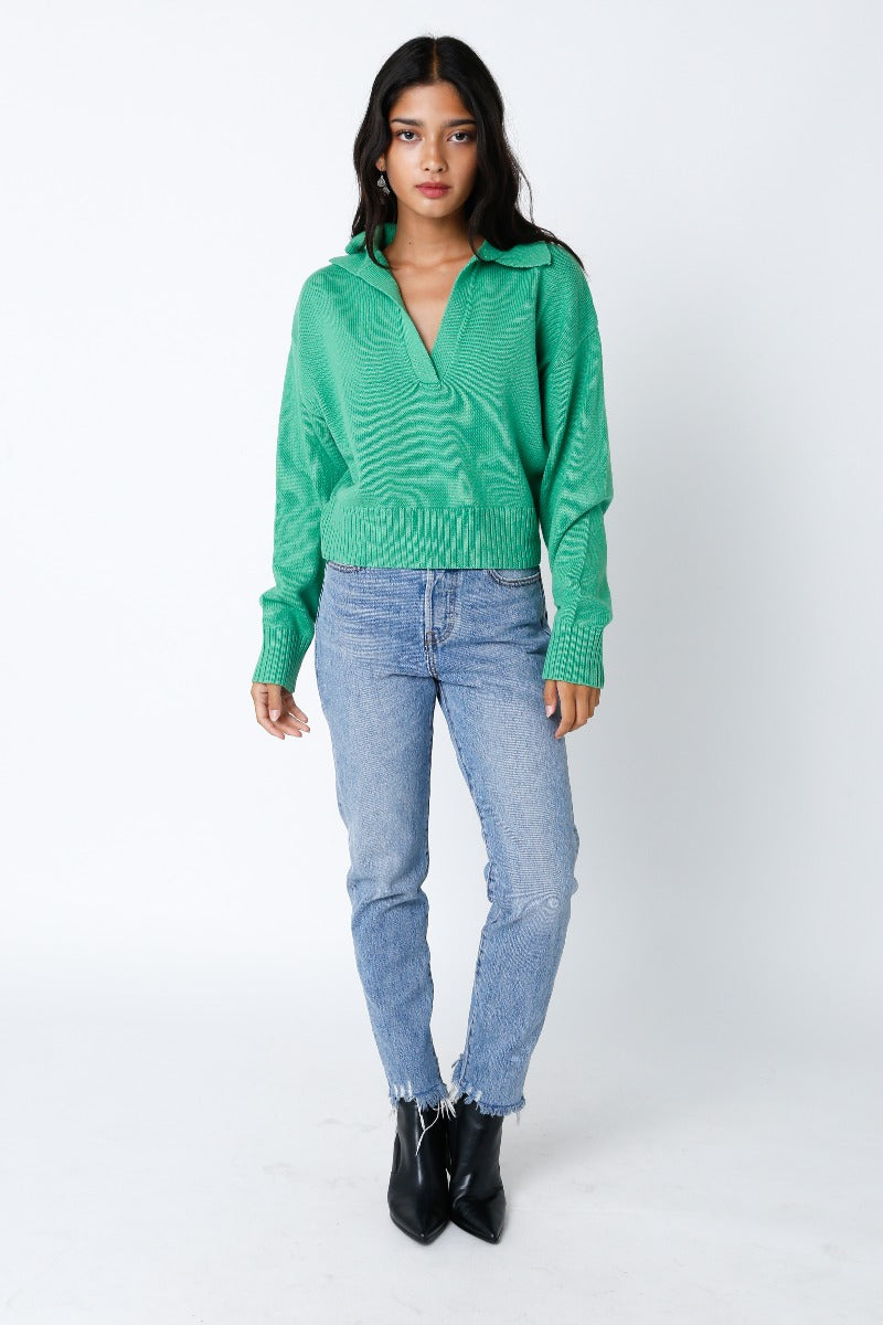 Olivaceous | Roxy Collared Sweater | Sweetest Stitch Boutique