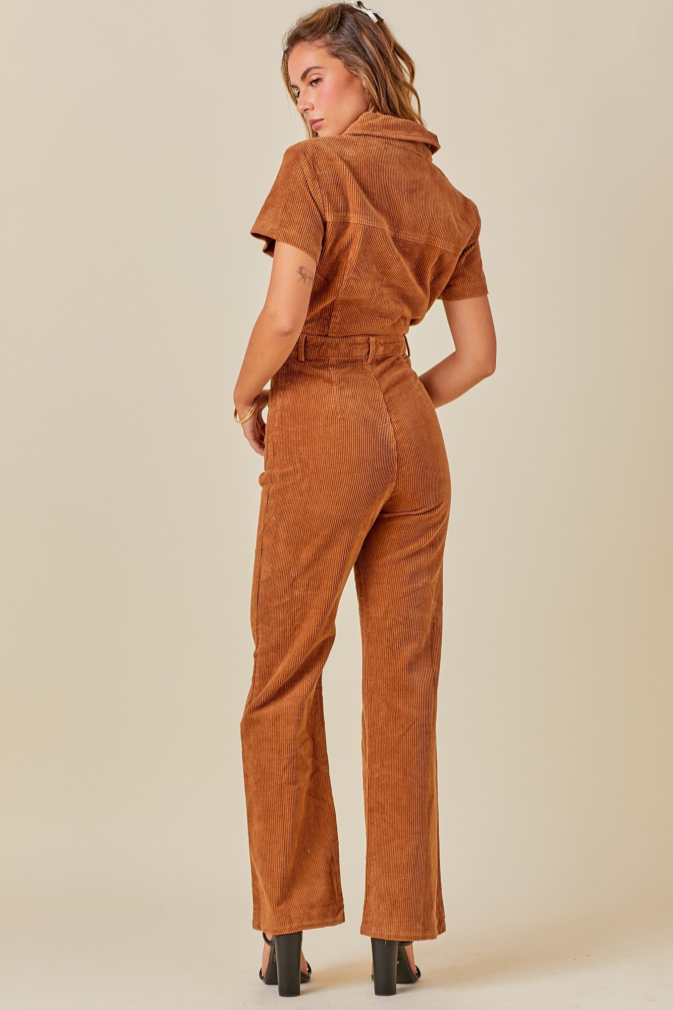 Day + Moon | Camel Corduroy Jumpsuit | Sweetest Stitch Boutique