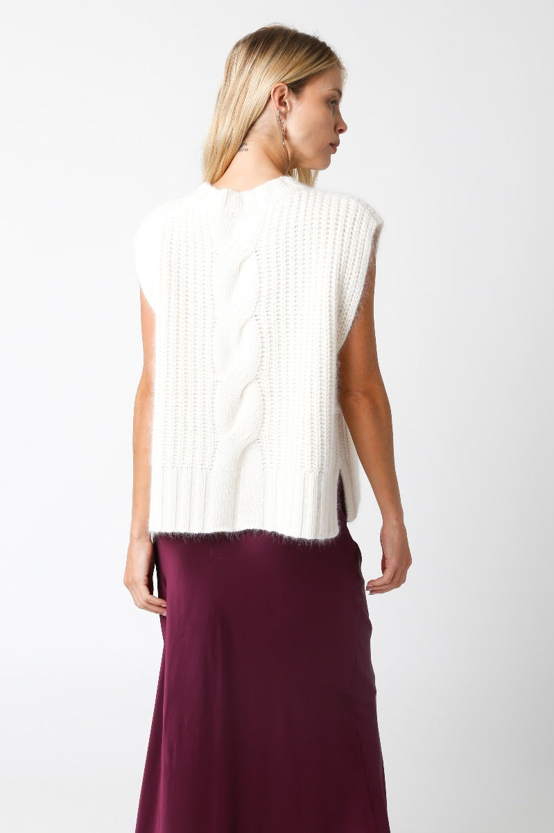 Olivaceous | Cream Sleeveless Cable Knit Sweater | Sweetest Stitch