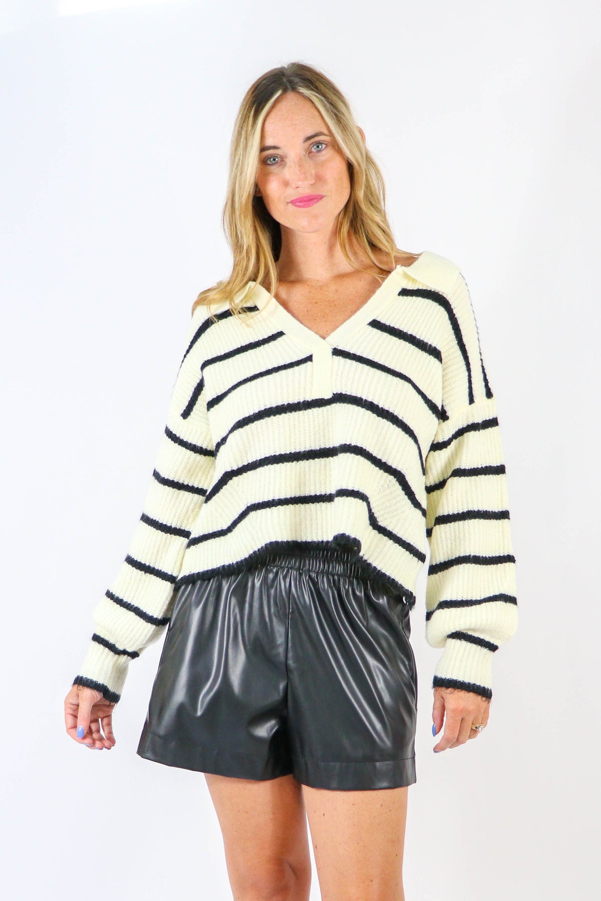 Miou Muse | Cropped Striped Sweater | Sweetest Stitch Boutique