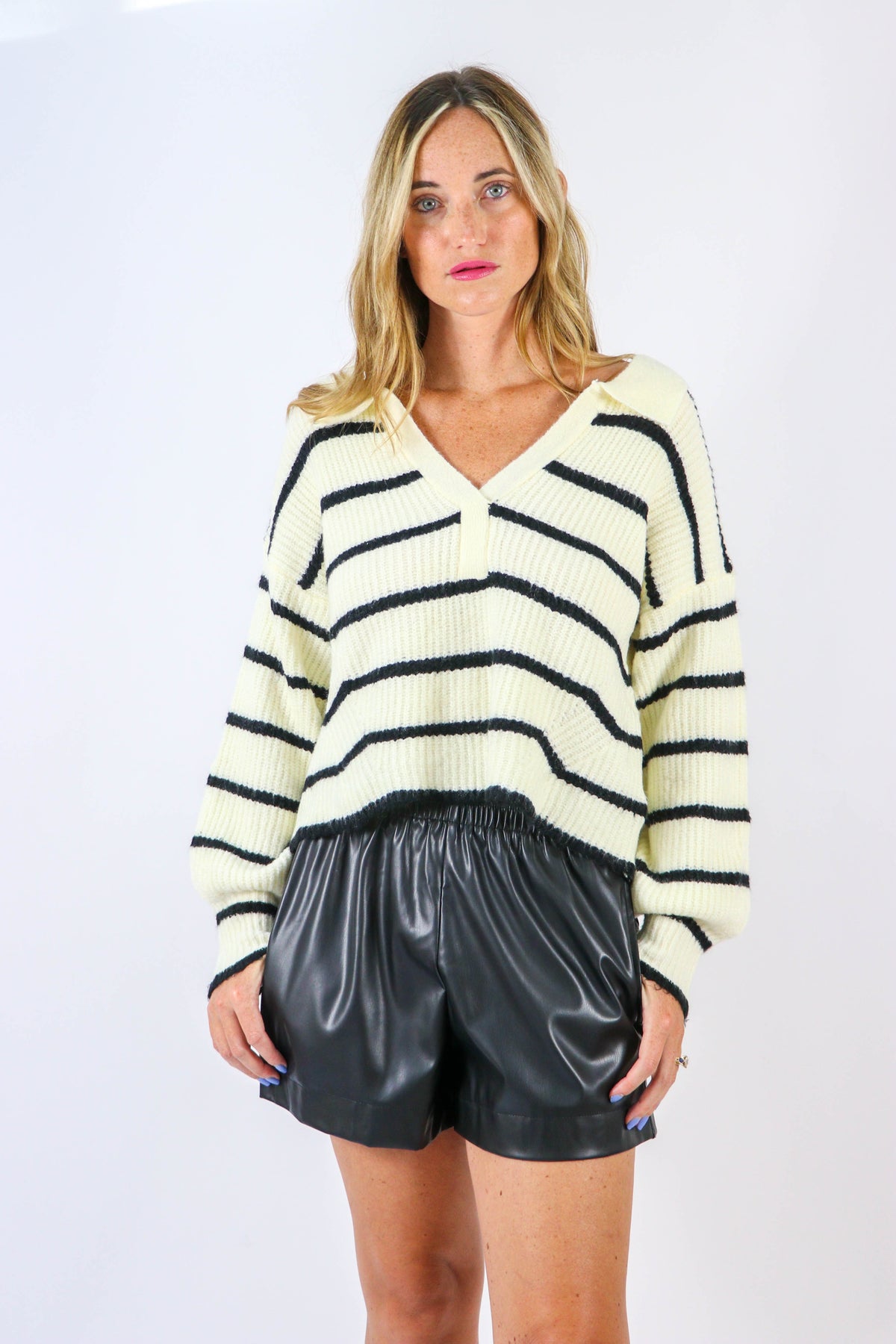 Miou Muse | Cropped Striped Sweater | Sweetest Stitch Boutique