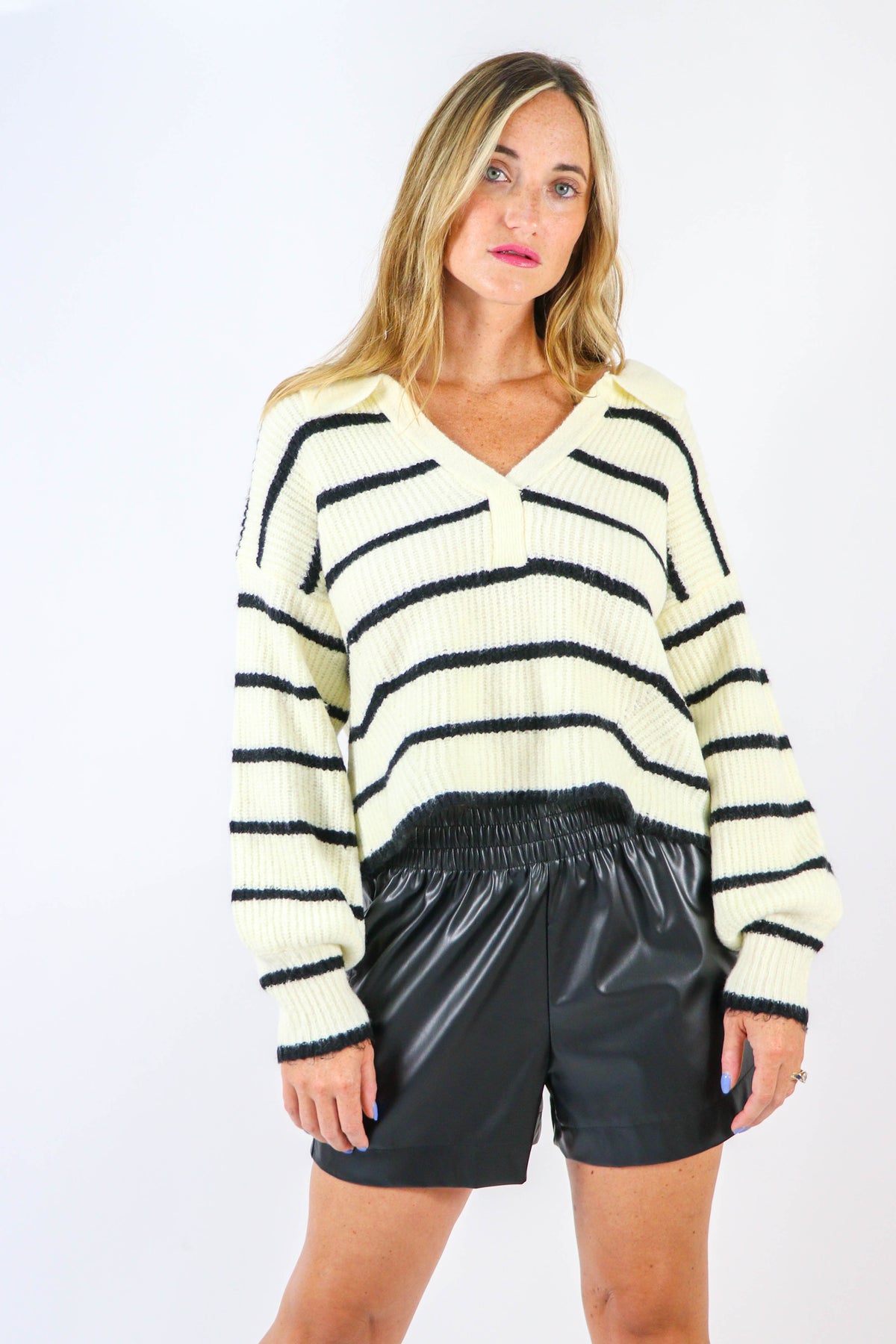 Miou Muse | Cropped Striped Sweater | Sweetest Stitch Boutique