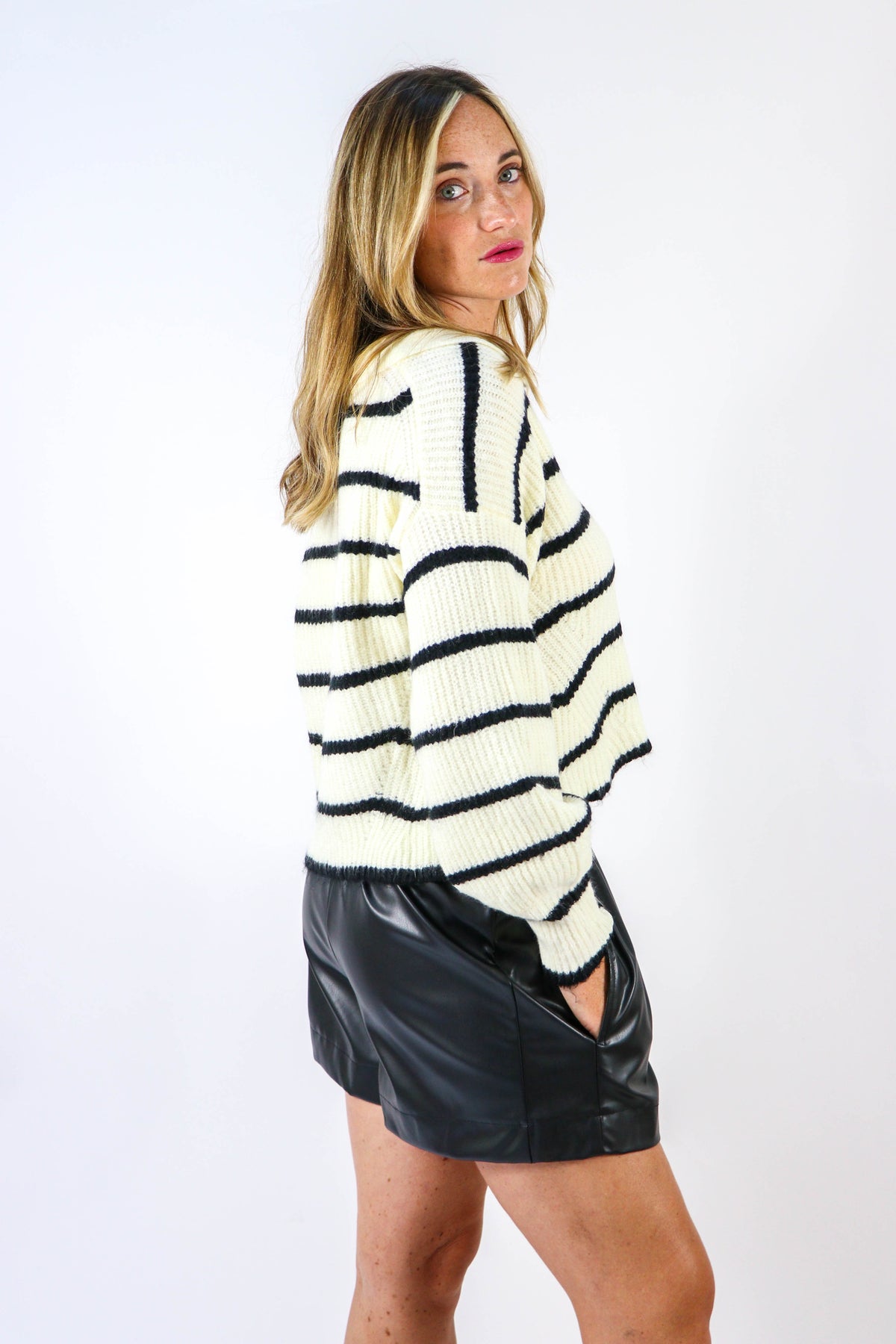 Miou Muse | Cropped Striped Sweater | Sweetest Stitch Boutique